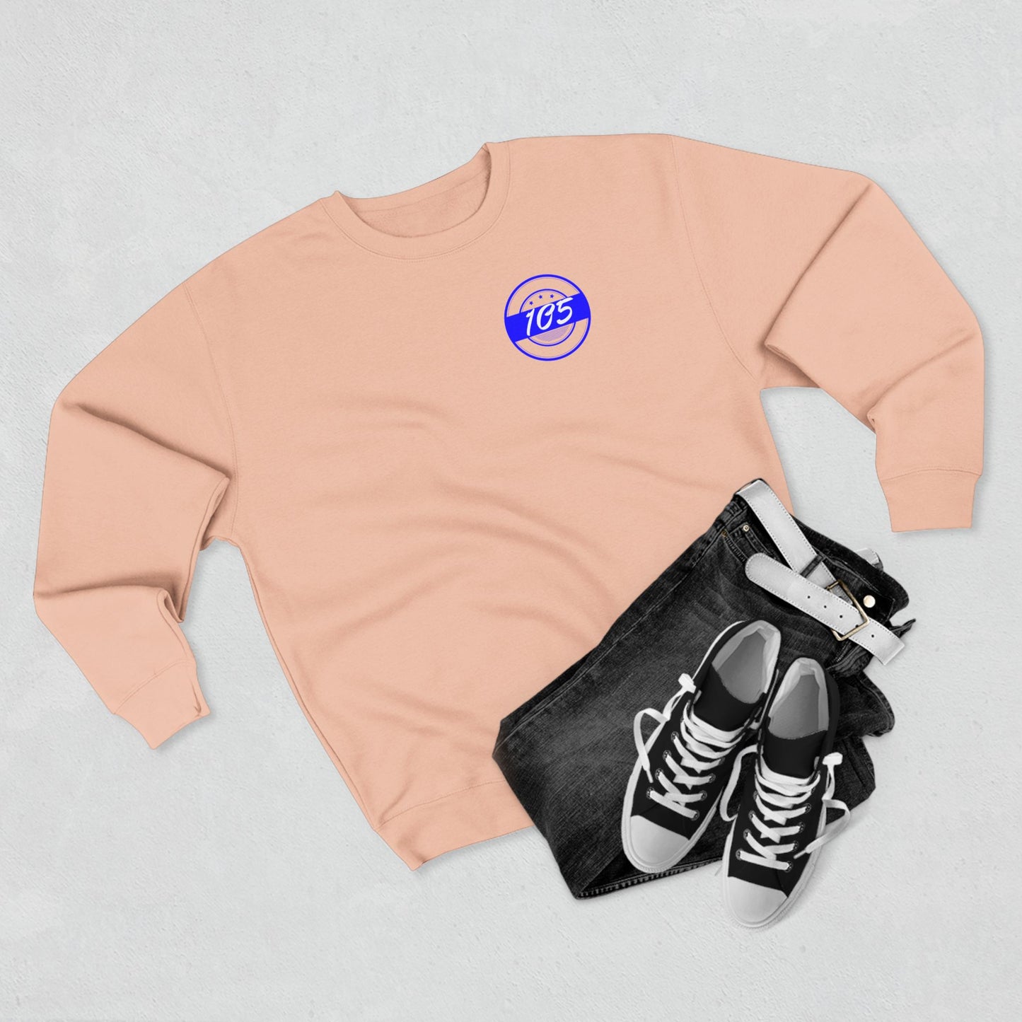 Adult 105 Christian Blue and White Letters Crewneck