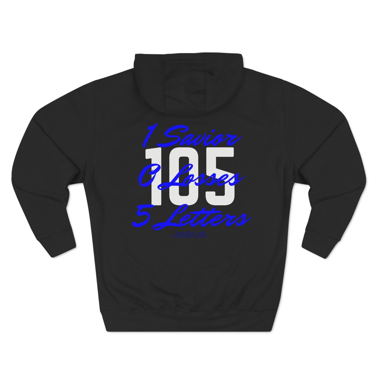 Adult 105 Christian Blue and White Letters Hoodie