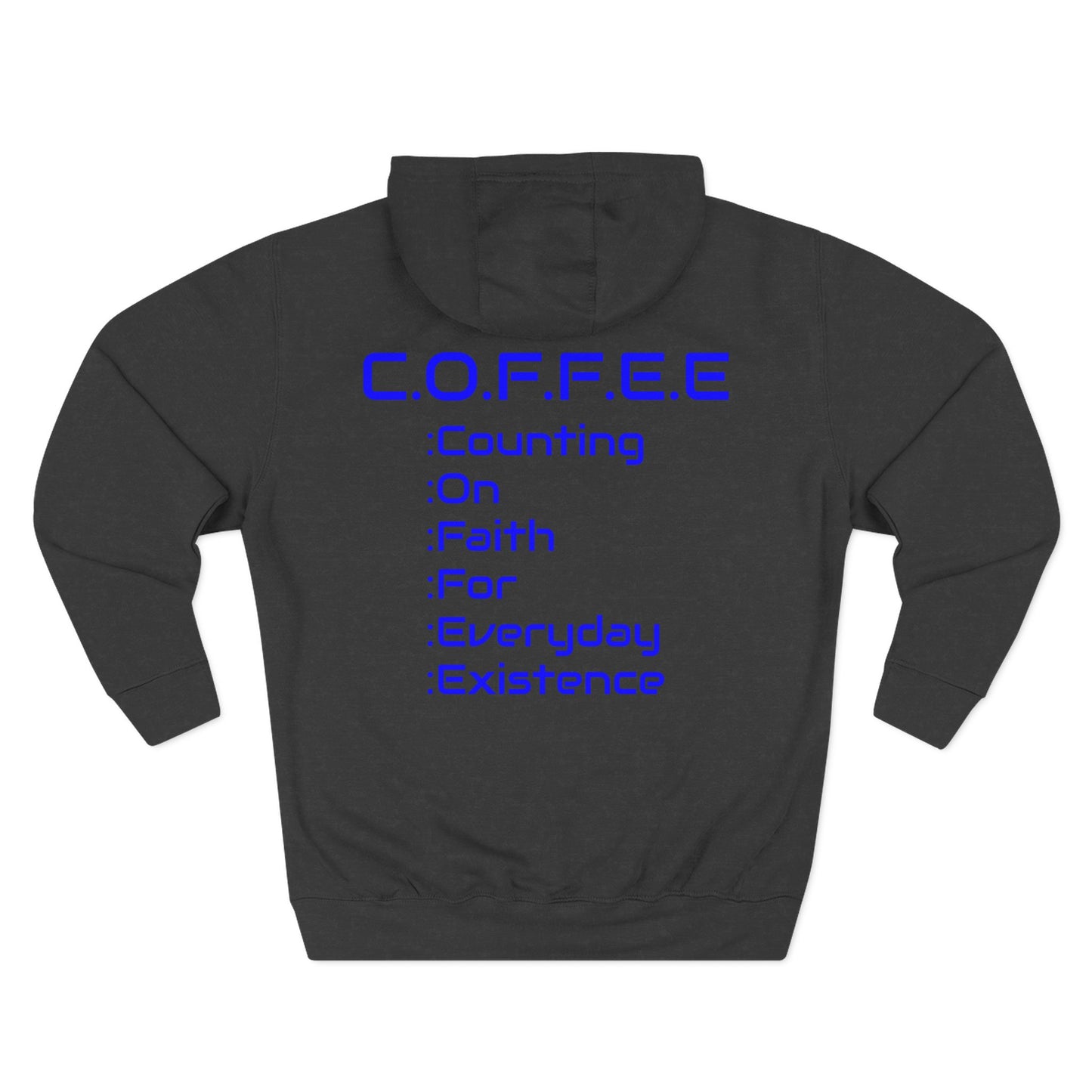 Adult Coffee Christian Blue Words Only Hoodie