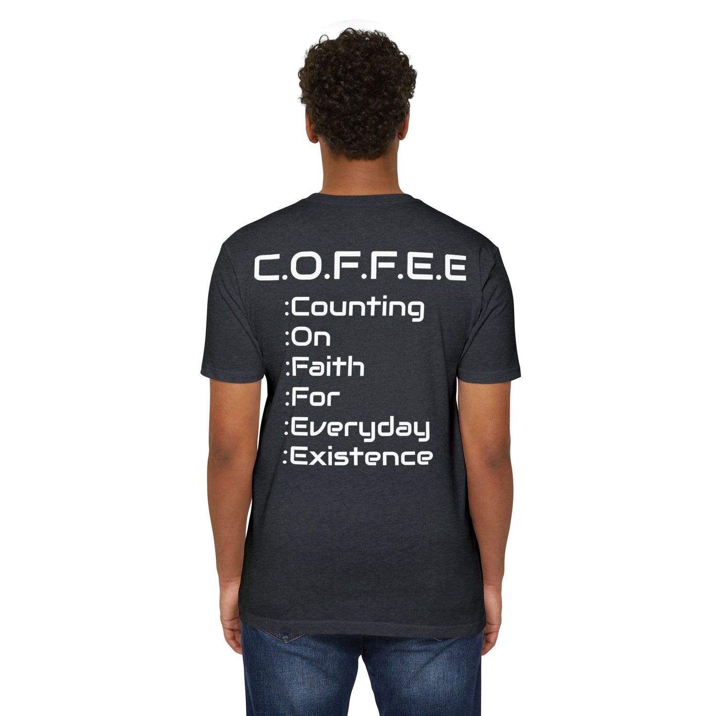 Adult Coffee Christian White Words Only Premium Tee