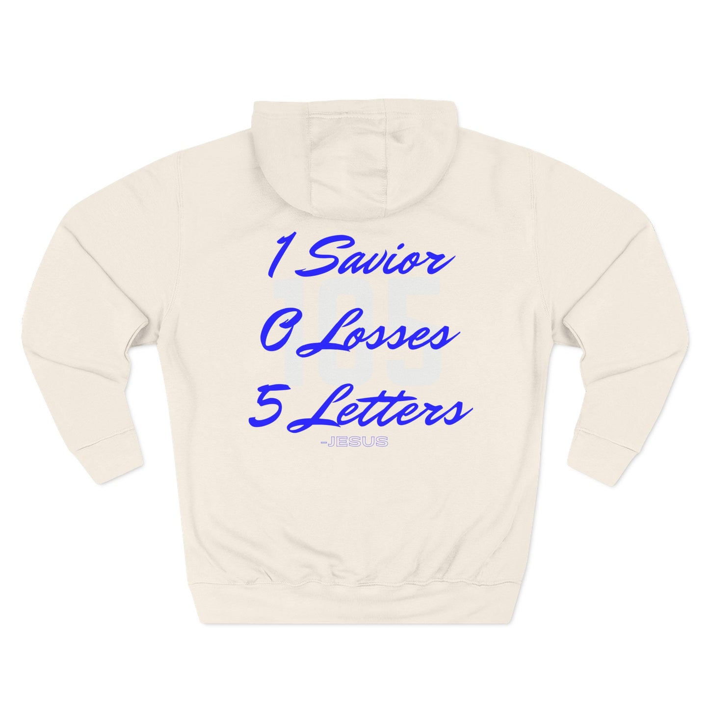 Adult 105 Christian Blue and White Letters Hoodie