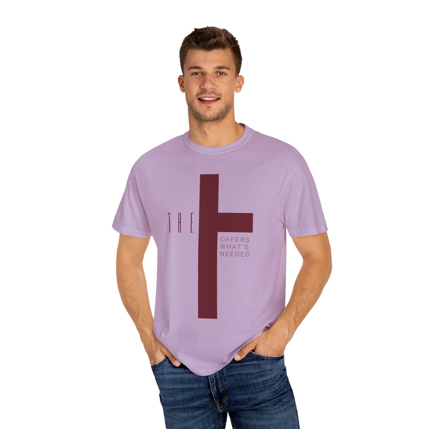 Adult T-Town Christian Marron Letters & Cross