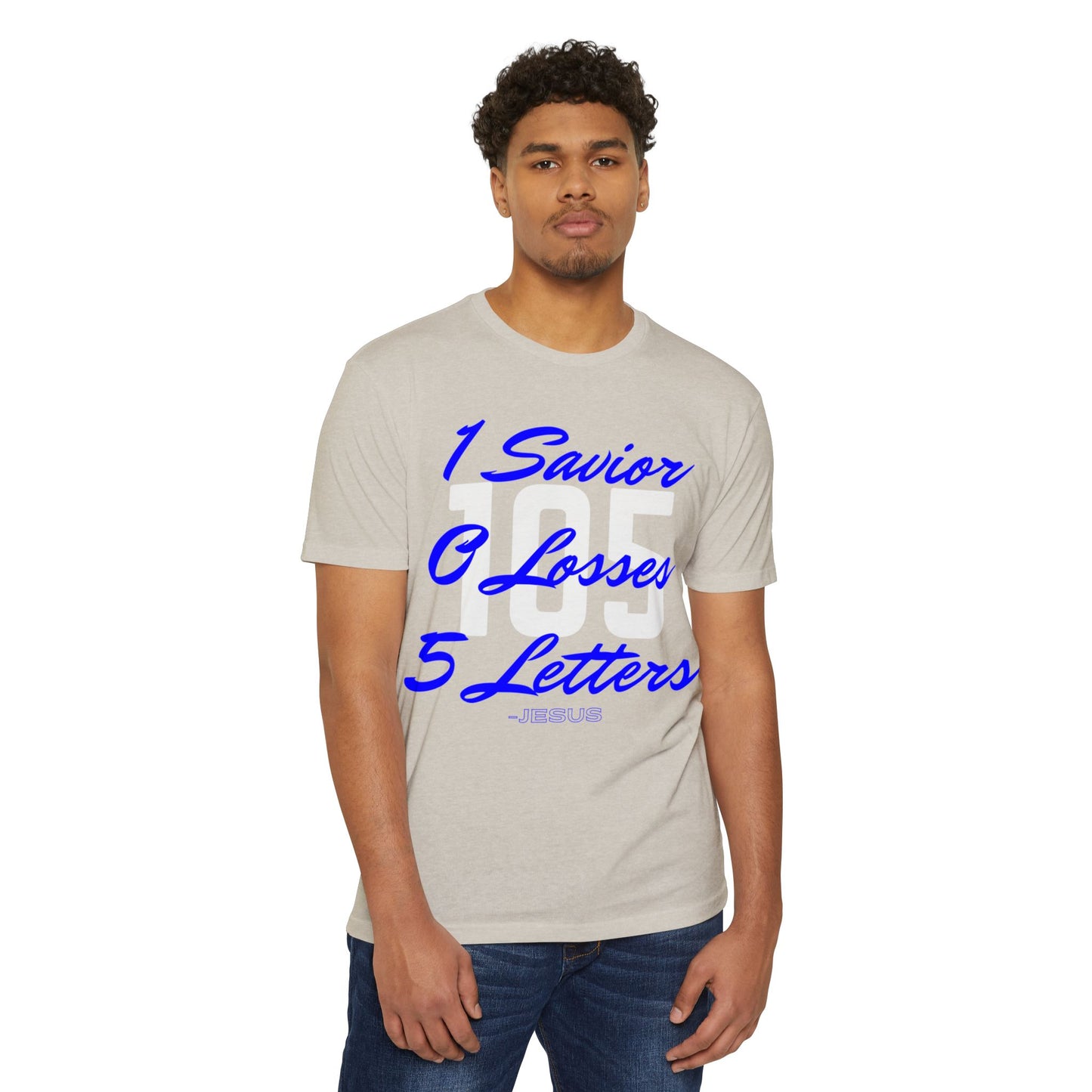 Adult 105 Christian Blue and White Letters Blended