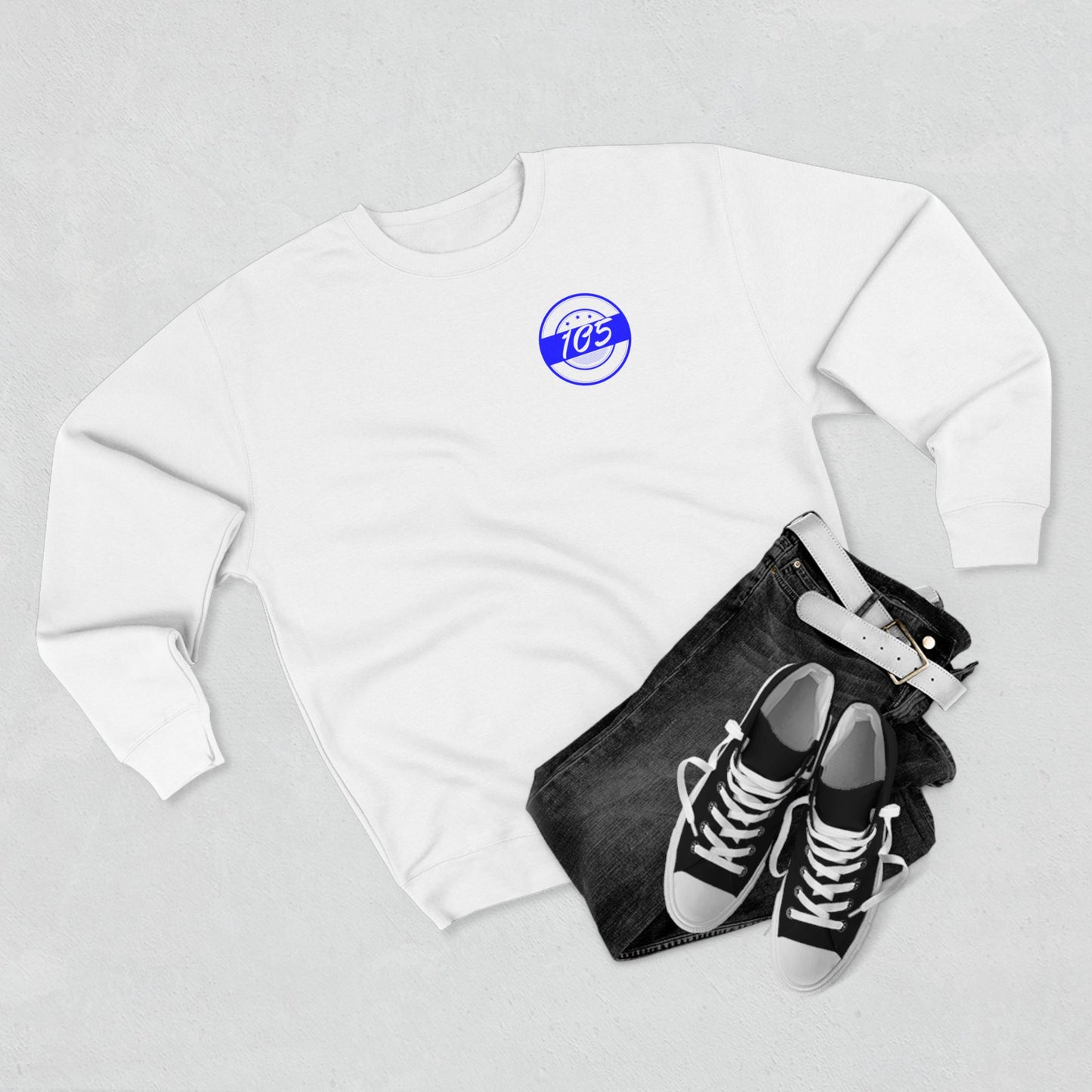 Adult 105 Christian Blue and White Letters Crewneck