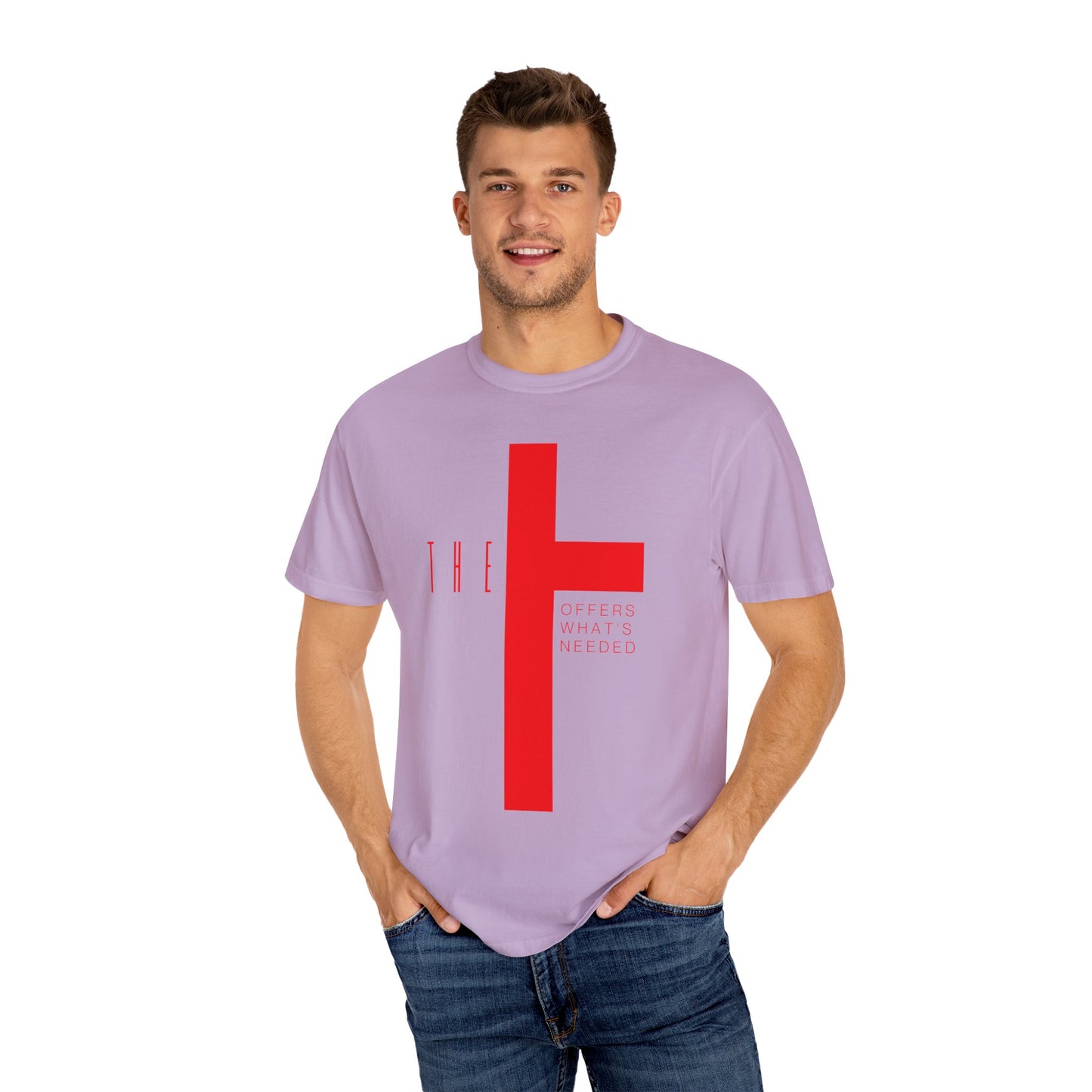 Adult T-Town Christian Red Letters & Cross