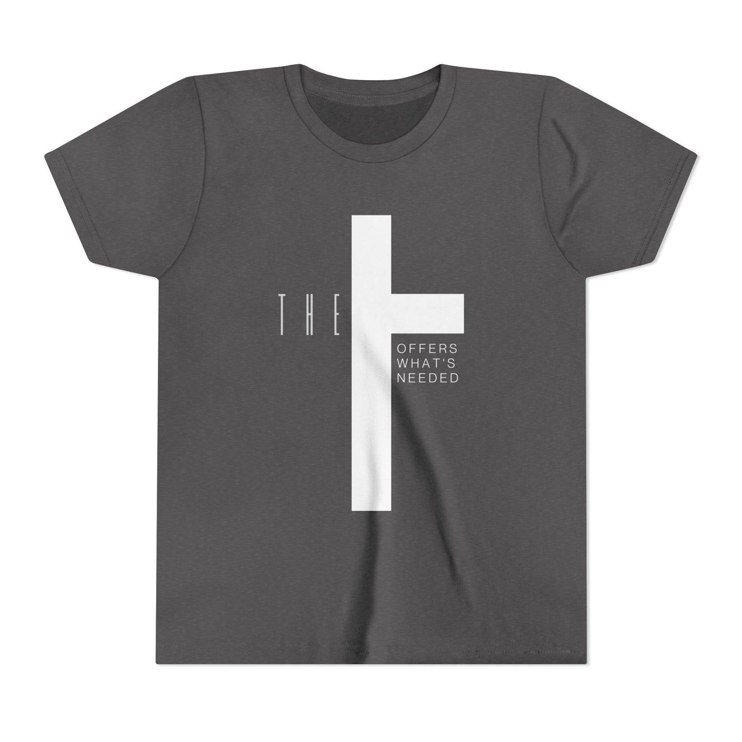 Youth T-Town Christian White Letters & Cross