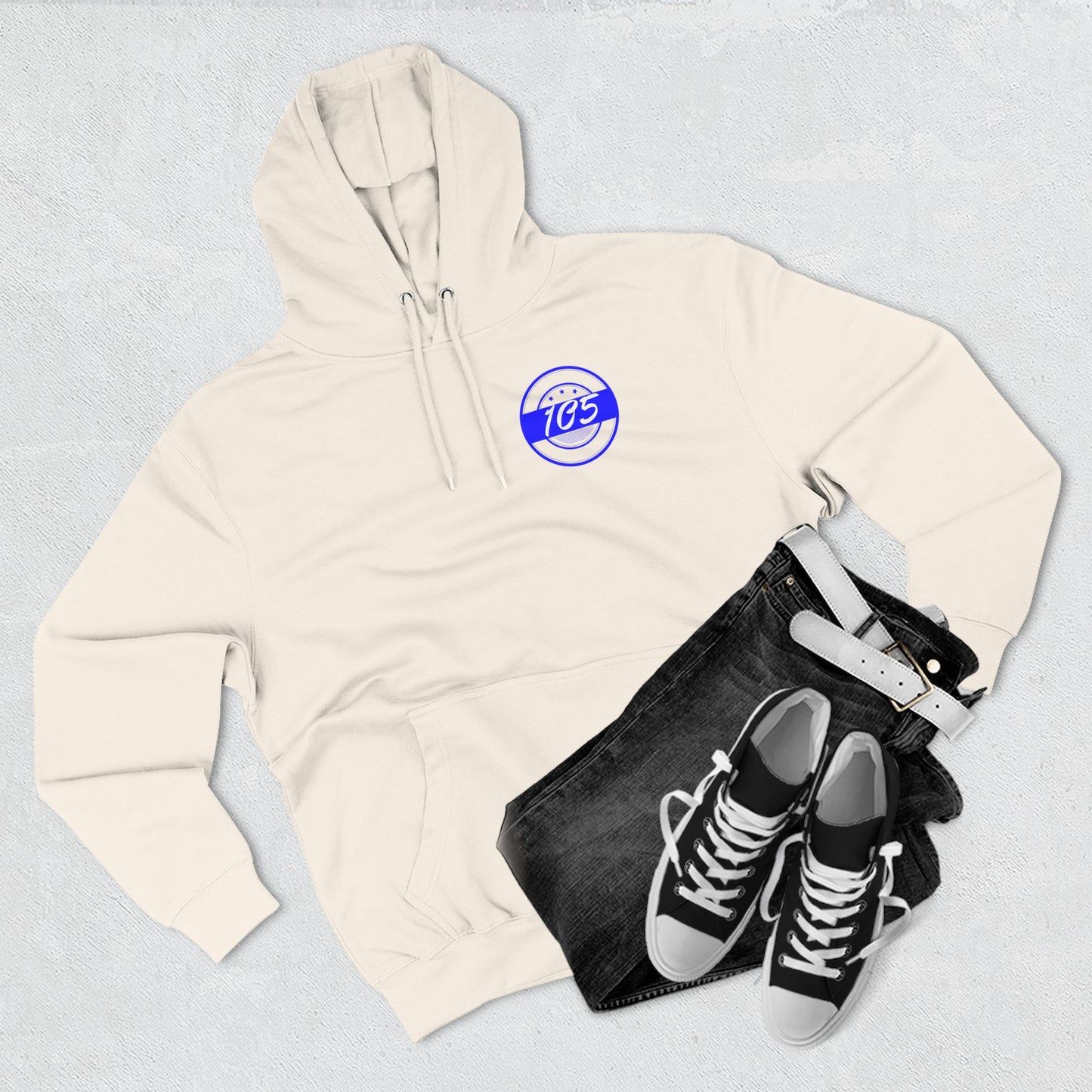 Adult 105 Christian Blue and White Letters Hoodie