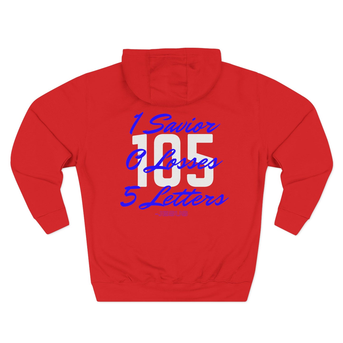 Adult 105 Christian Blue and White Letters Hoodie