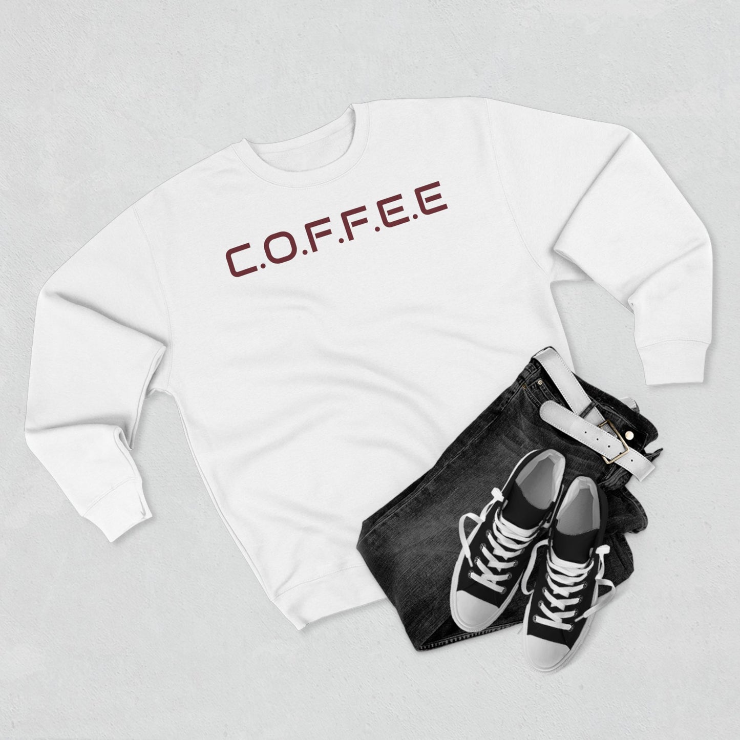 Adult Coffee Christian Marron Words Only Crewneck