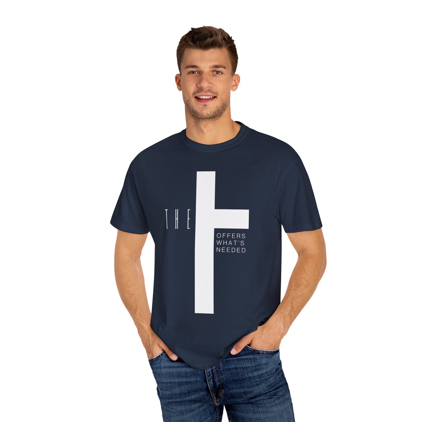 Adult T-Town Christian White Letters & Cross