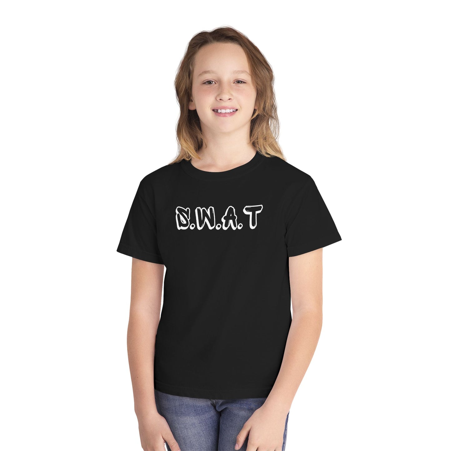 Youth Swat Christian White Words Heavyweight Tee