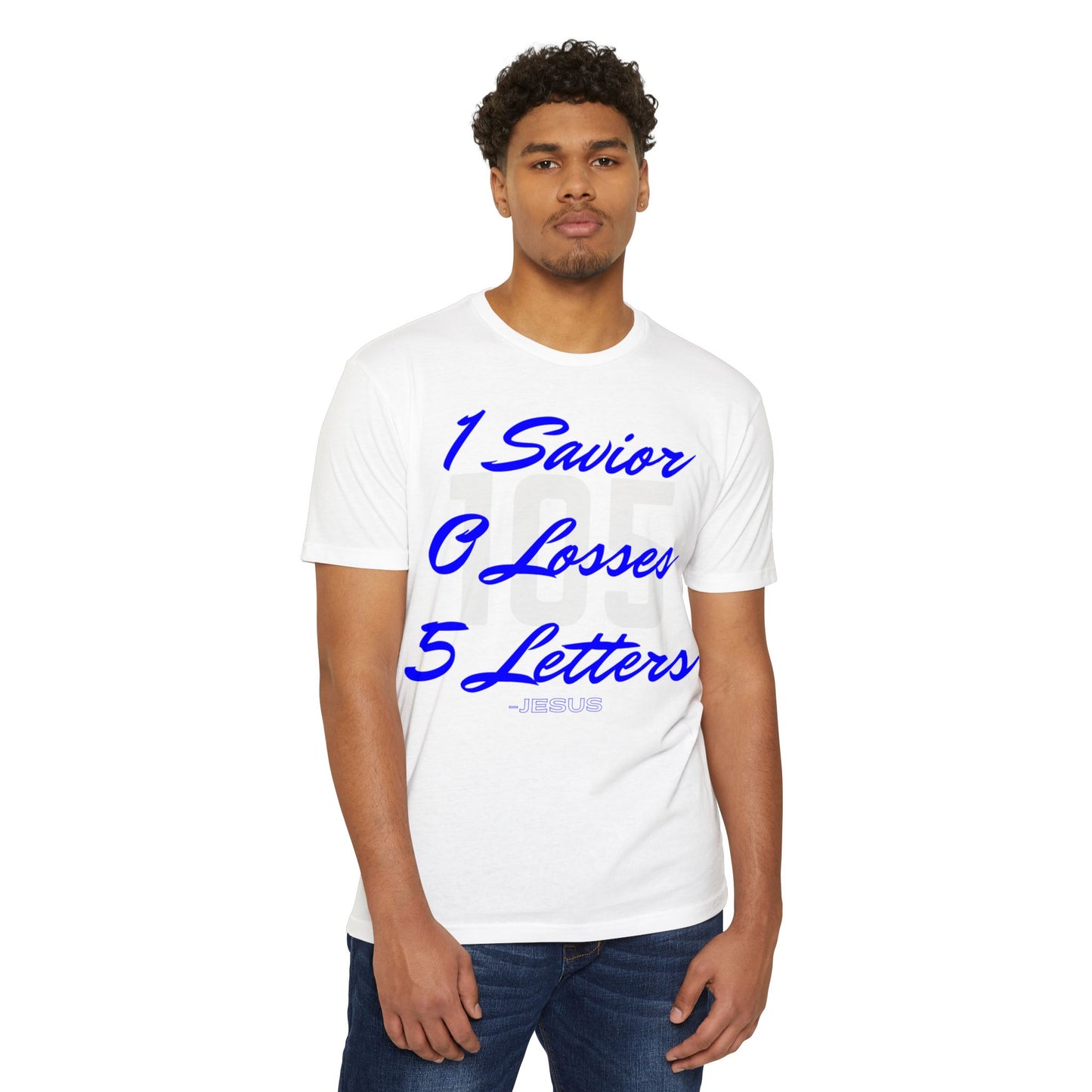 Adult 105 Christian Blue and White Letters Blended