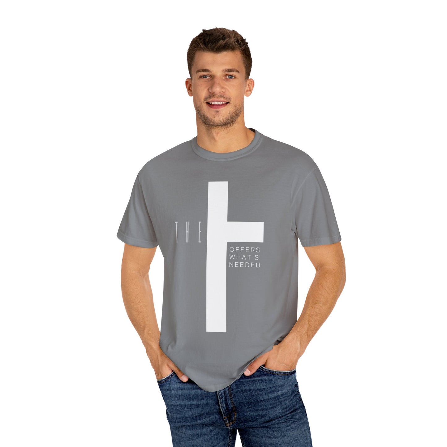 Adult T-Town Christian White Letters & Cross
