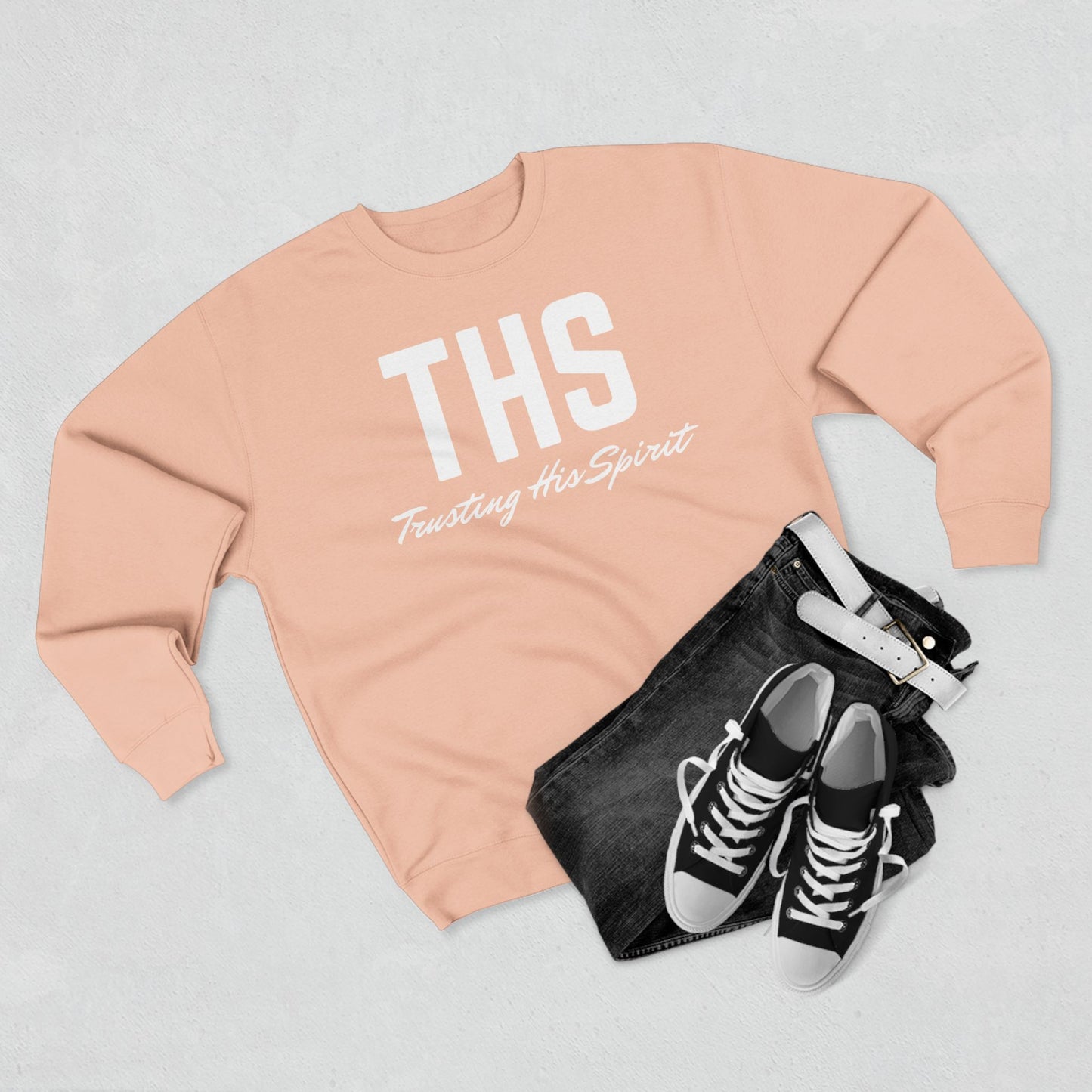 Adult THS Christian White Letters Crewneck