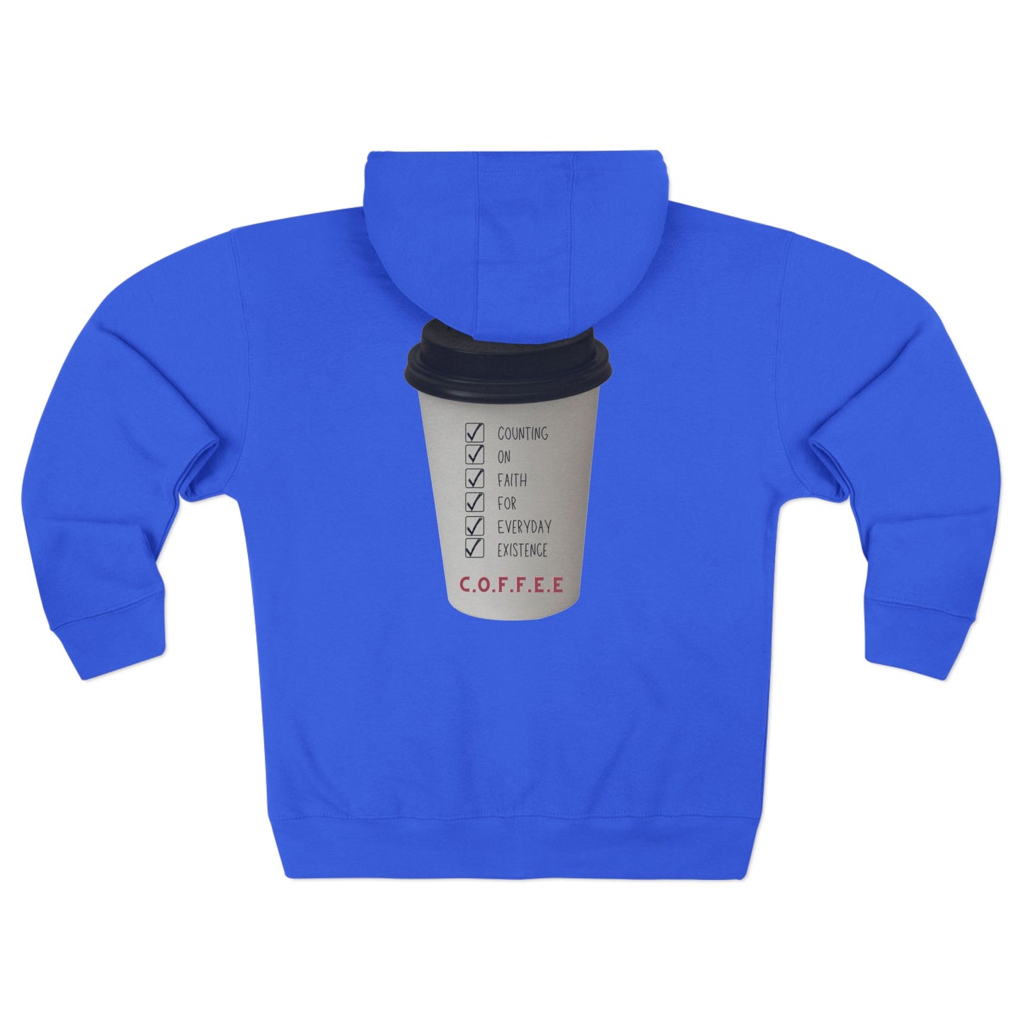 Adult Coffee Christian White Letters & Image Hoodie Zipper