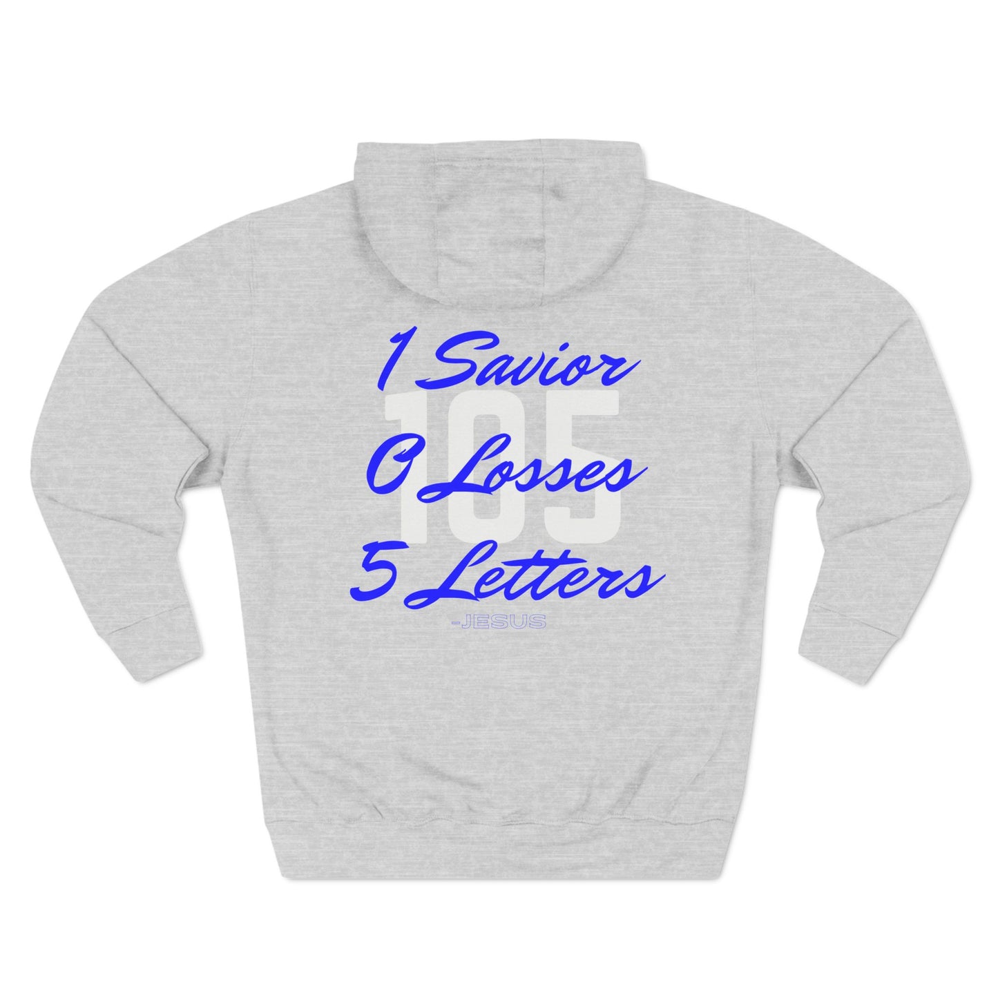 Adult 105 Christian Blue and White Letters Hoodie