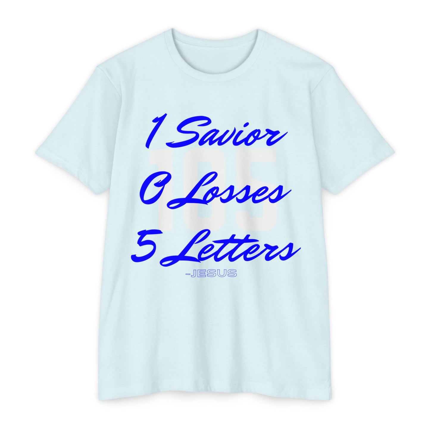 Adult 105 Christian Blue and White Letters Blended