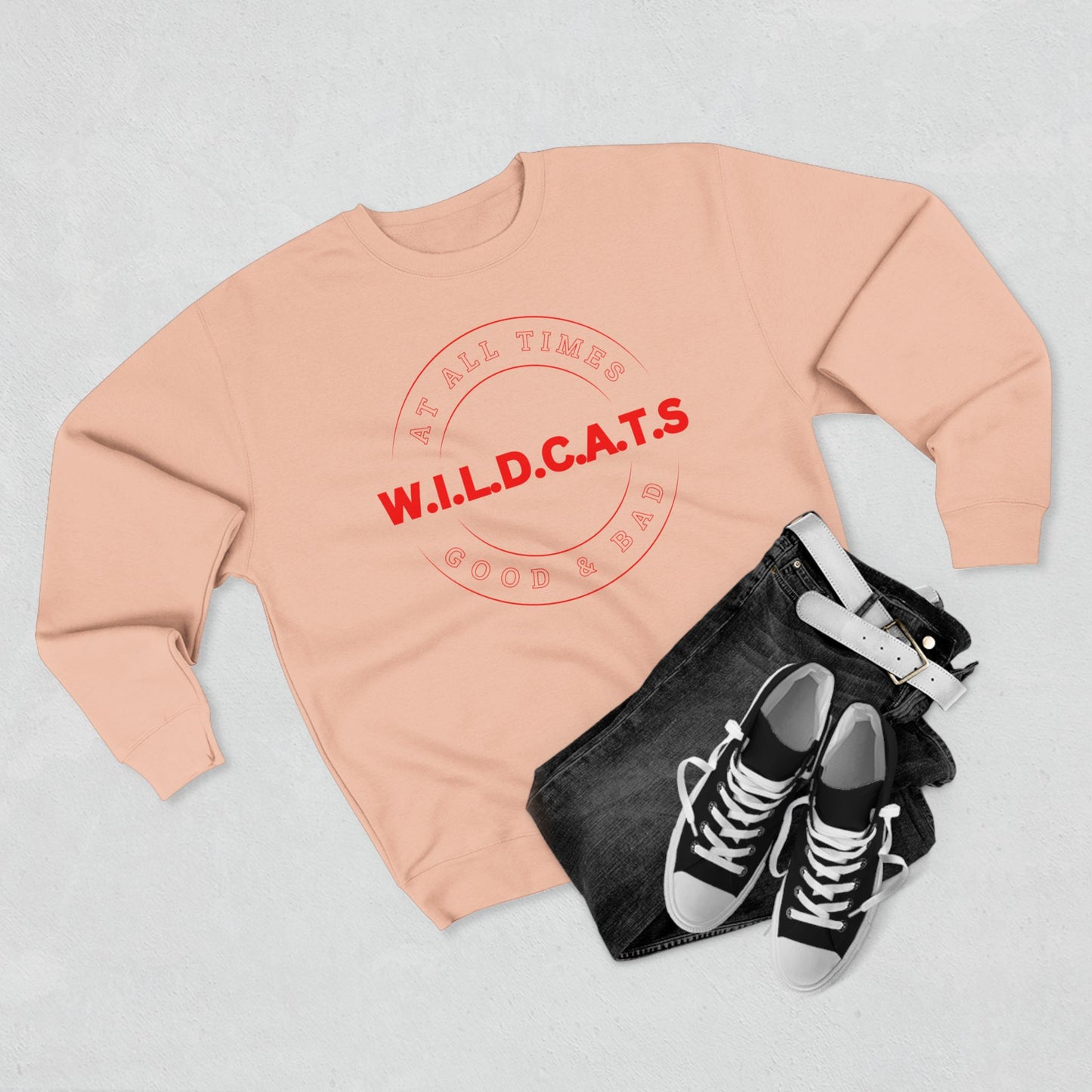 Wildcats Christian Red Letters & Picture Crewneck