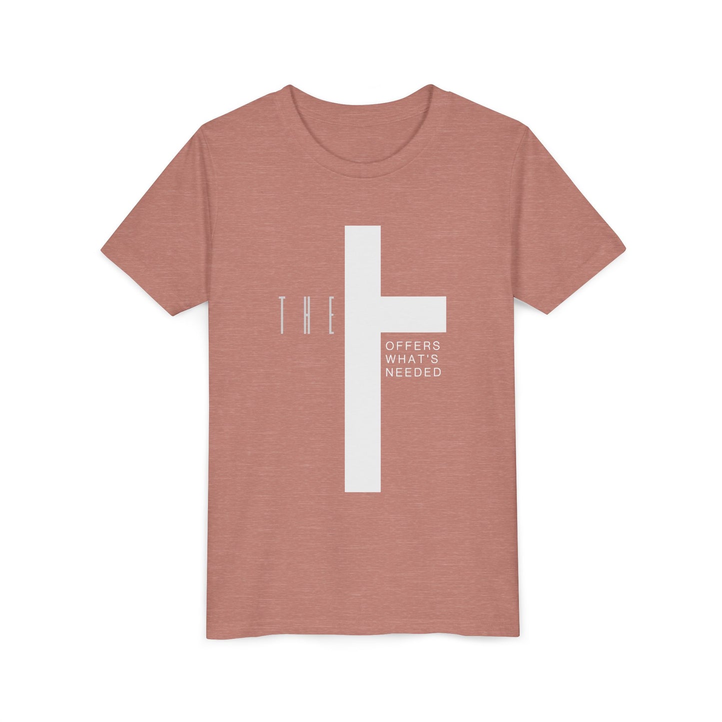 Youth T-Town Christian White Letters & Cross
