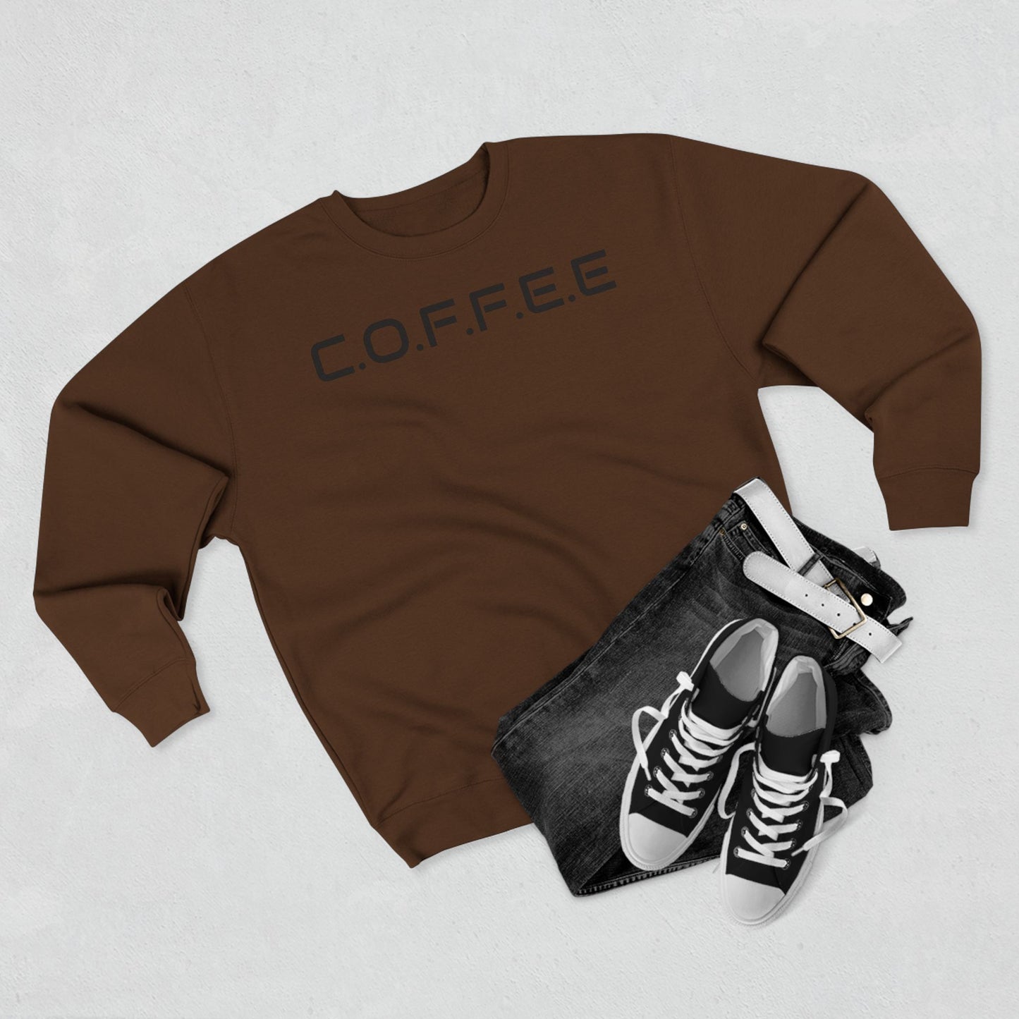 Adult Coffee Christian Black Words Only Crewneck