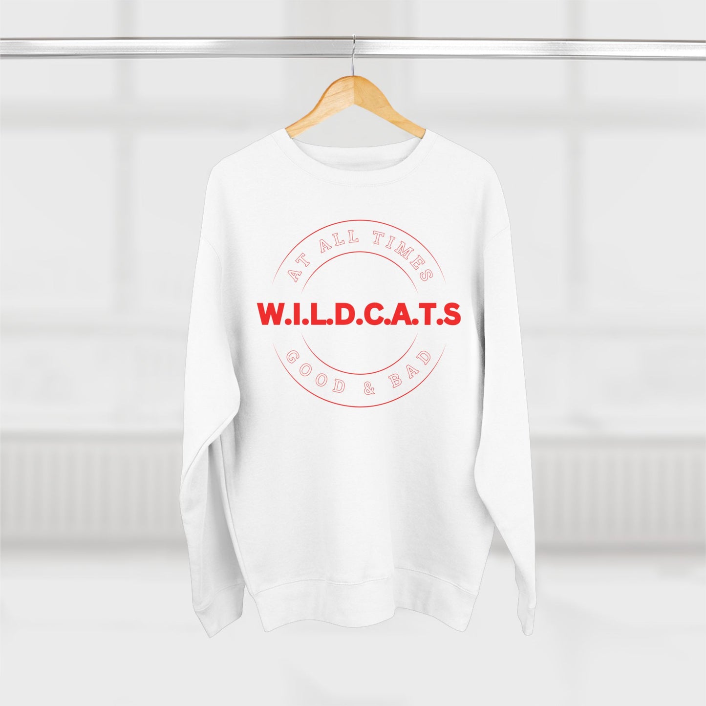 Wildcats Christian Red Letters & Picture Crewneck