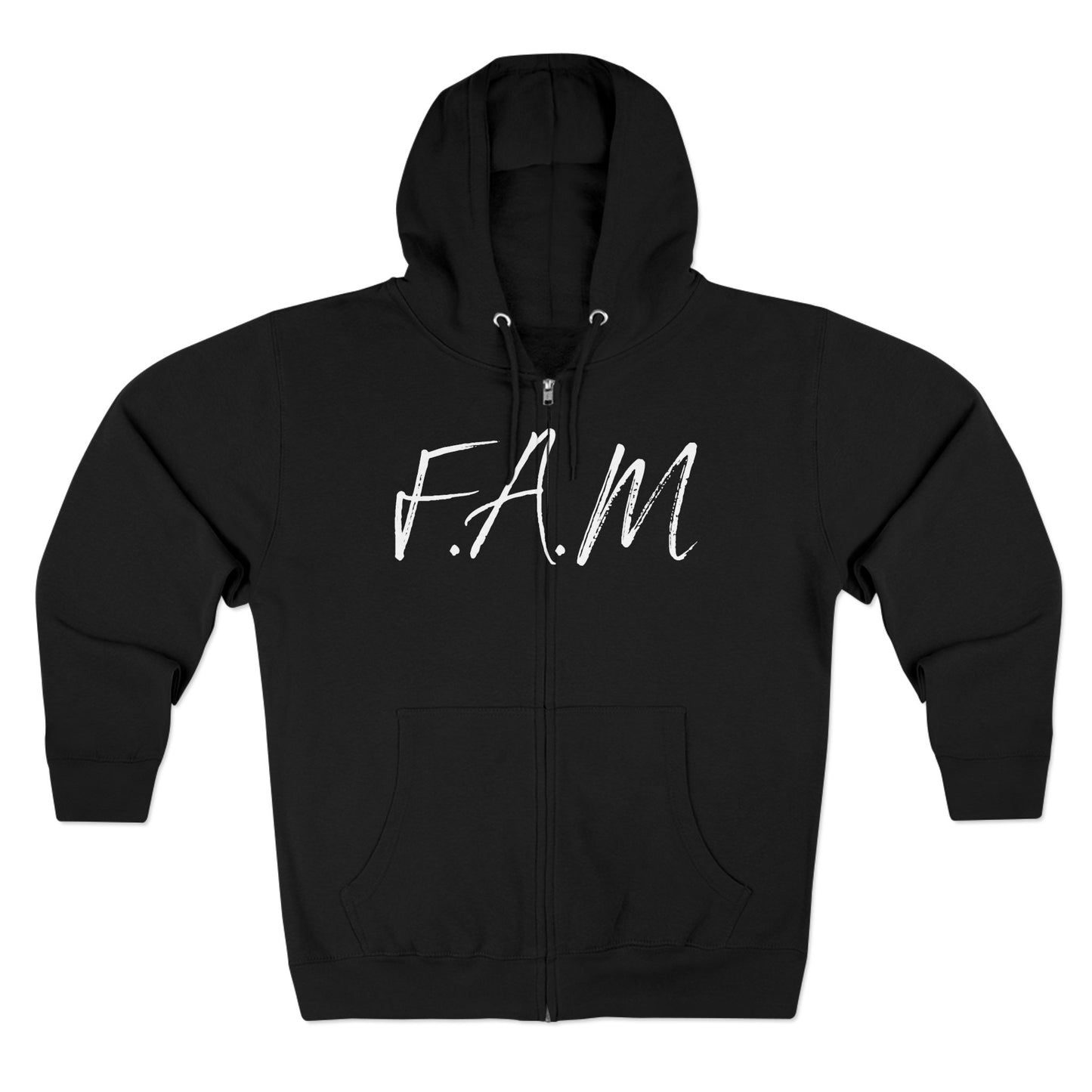 Fam Hoodie White Words Zipper