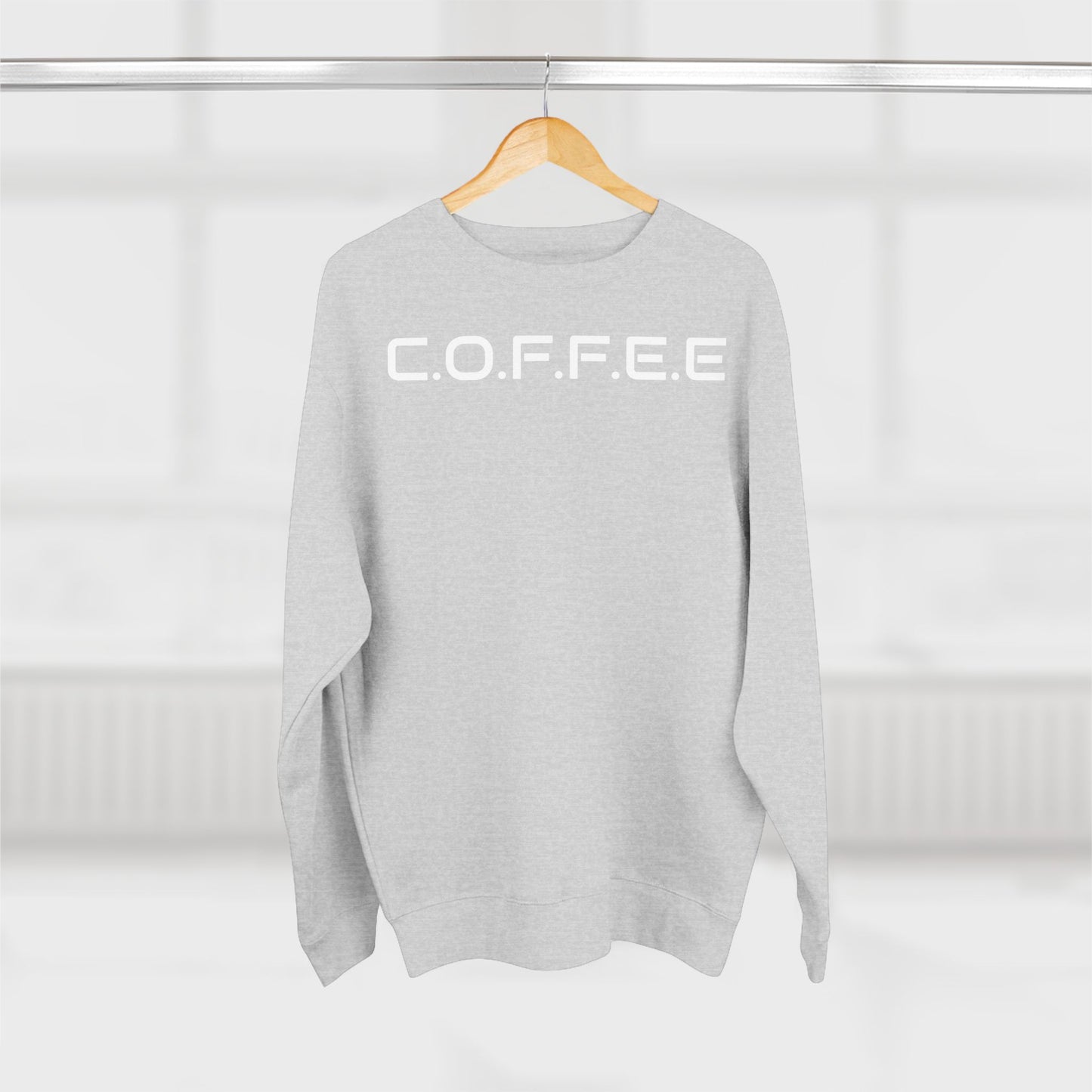Adult Coffee Christian White Words Only Crewneck