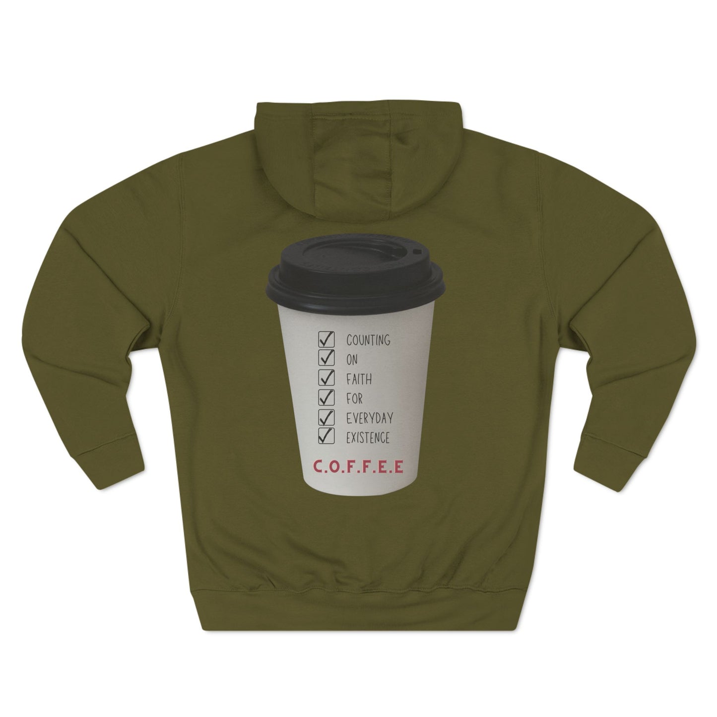 Adult Coffee Christian White Letters & Image Hoodie