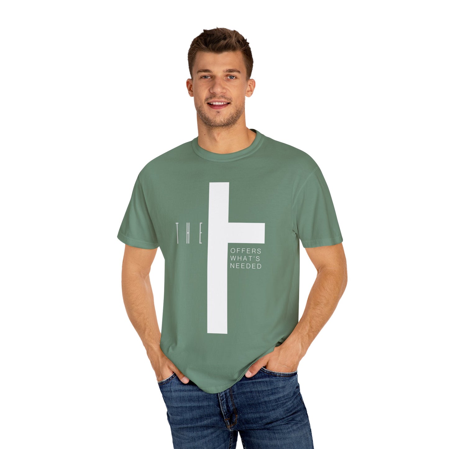 Adult T-Town Christian White Letters & Cross
