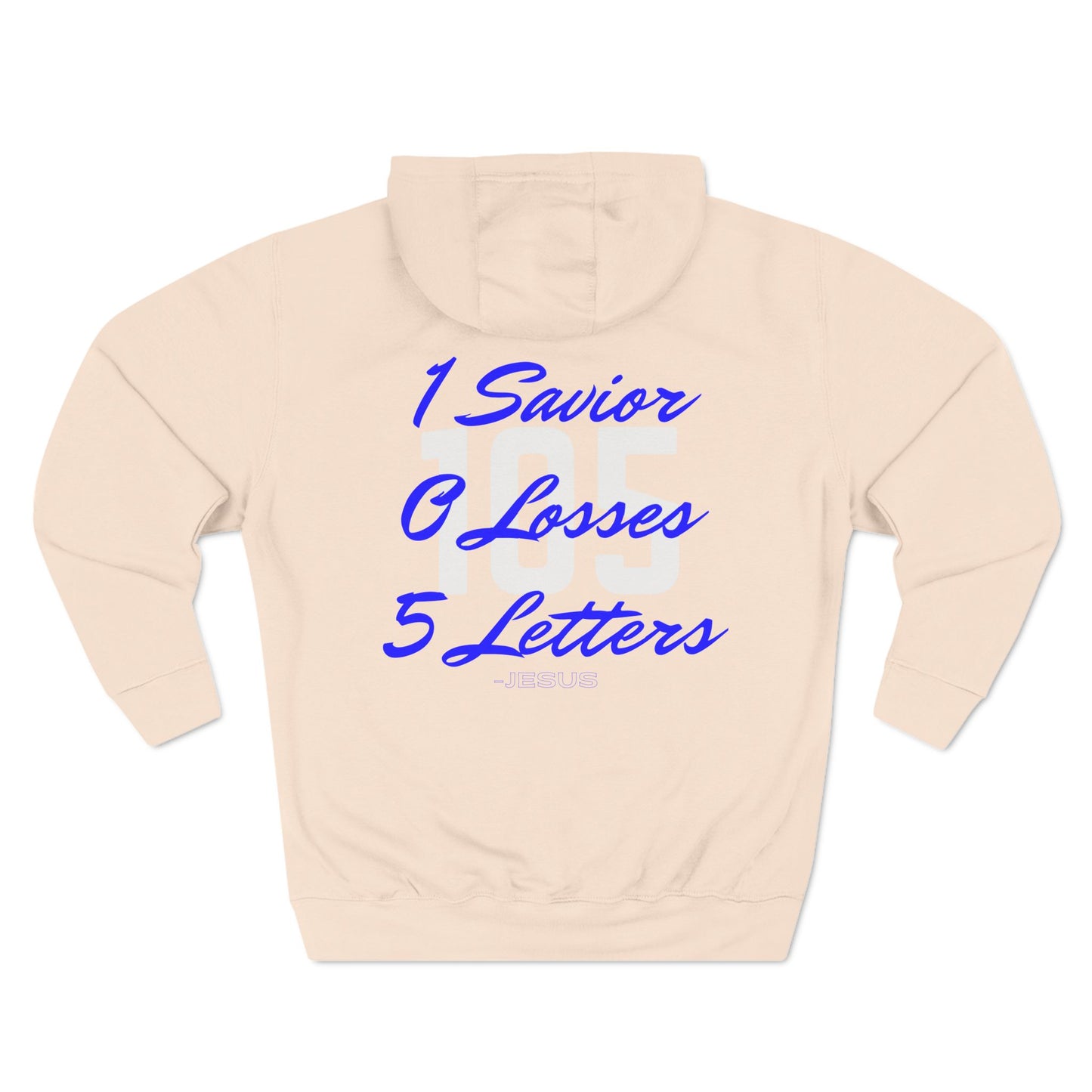 Adult 105 Christian Blue and White Letters Hoodie
