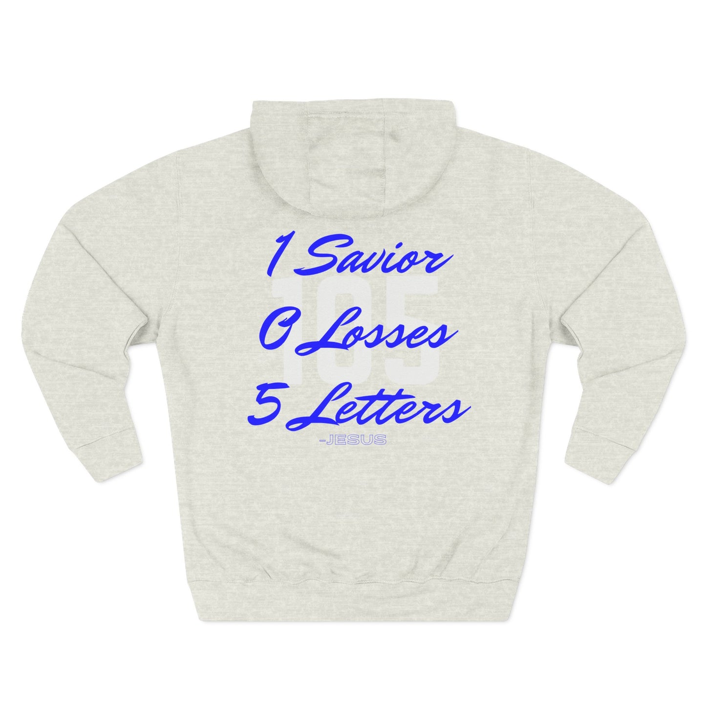 Adult 105 Christian Blue and White Letters Hoodie