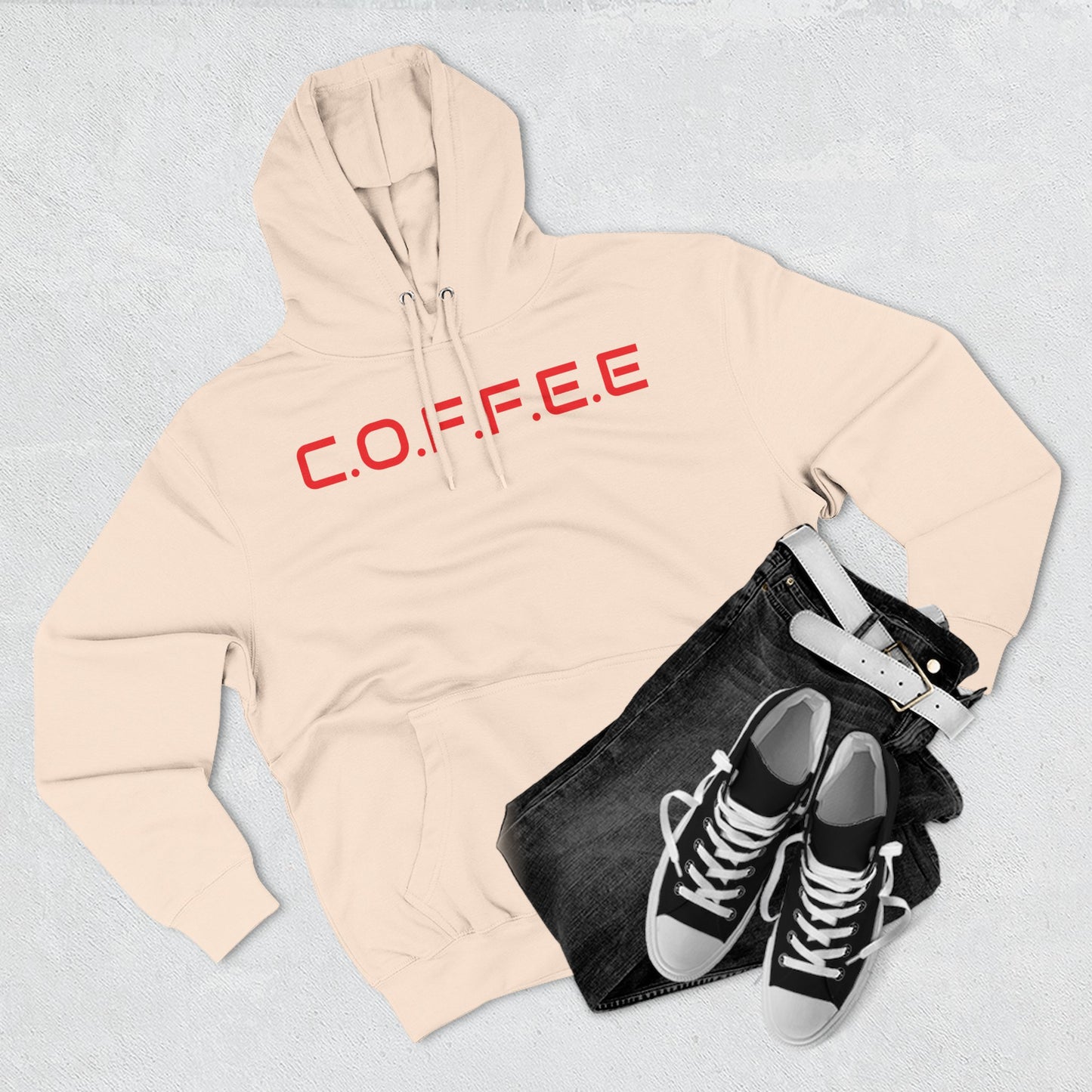 Adult Coffee Christian Red Words Only Hoodie