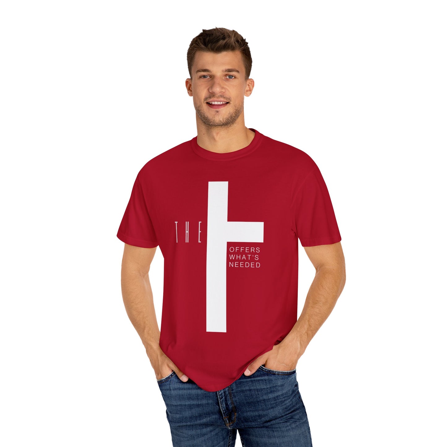 Adult T-Town Christian White Letters & Cross
