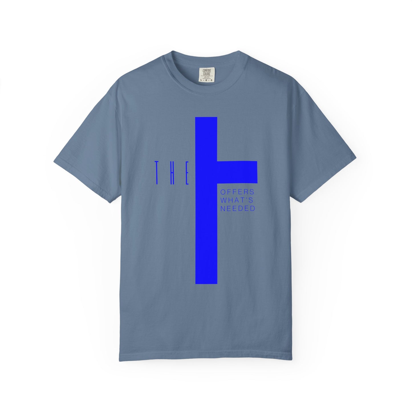 Adult T-Town Christian Blue Letters & Cross