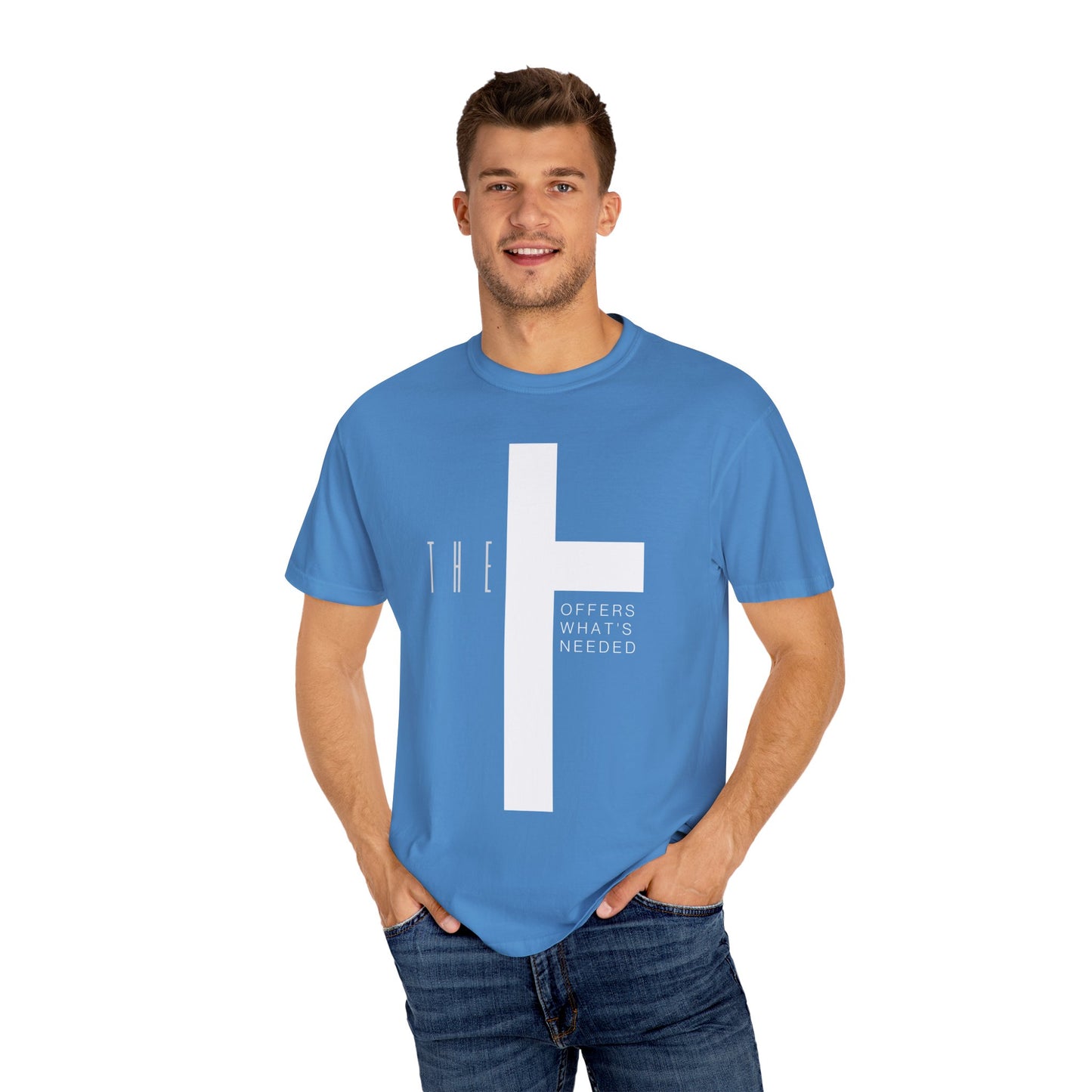 Adult T-Town Christian White Letters & Cross