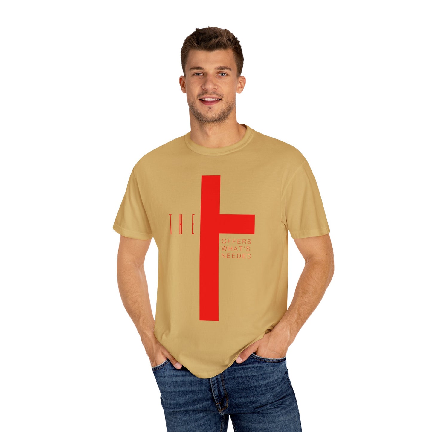 Adult T-Town Christian Red Letters & Cross