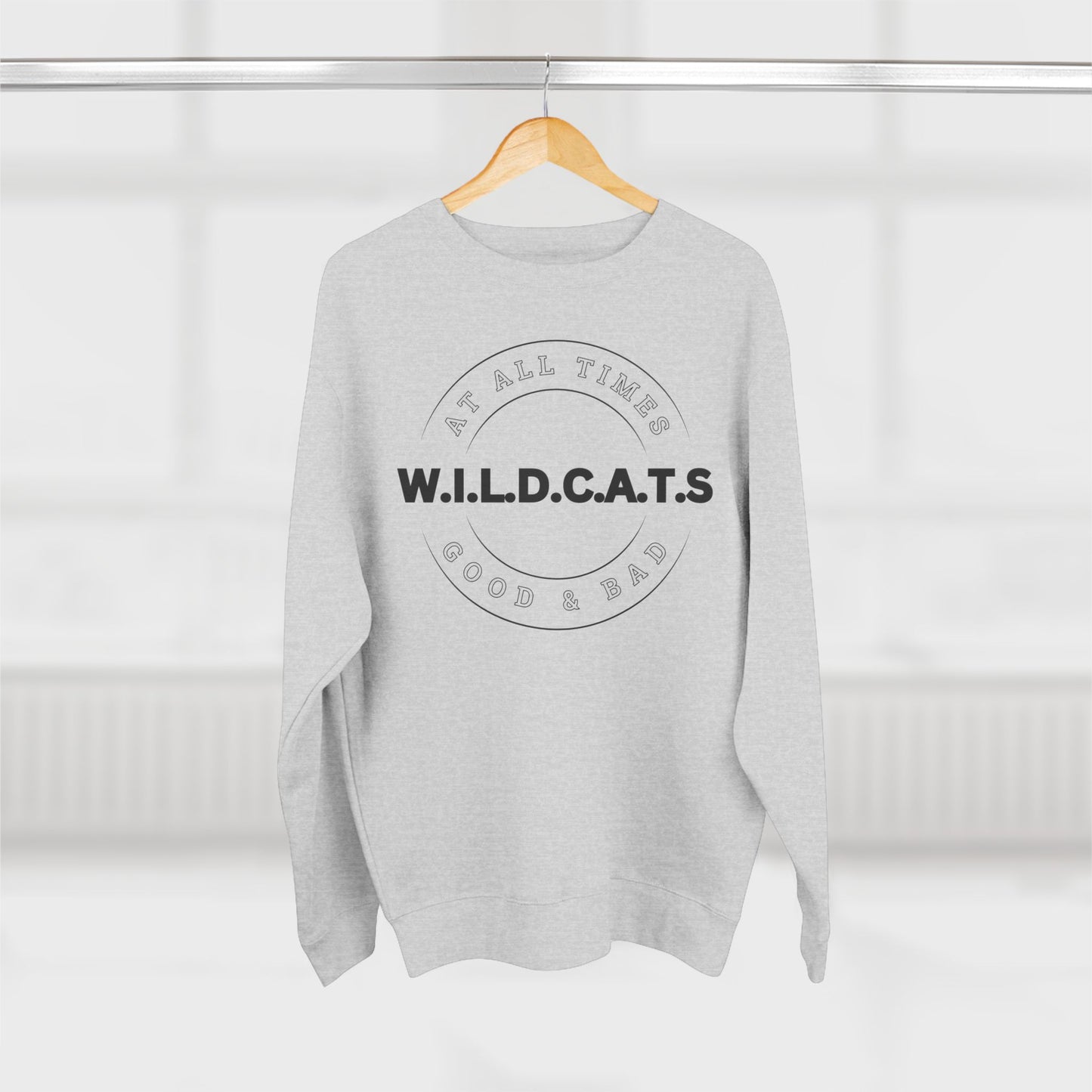 Adult Wildcats Christian Black Letters & Picture Crewneck