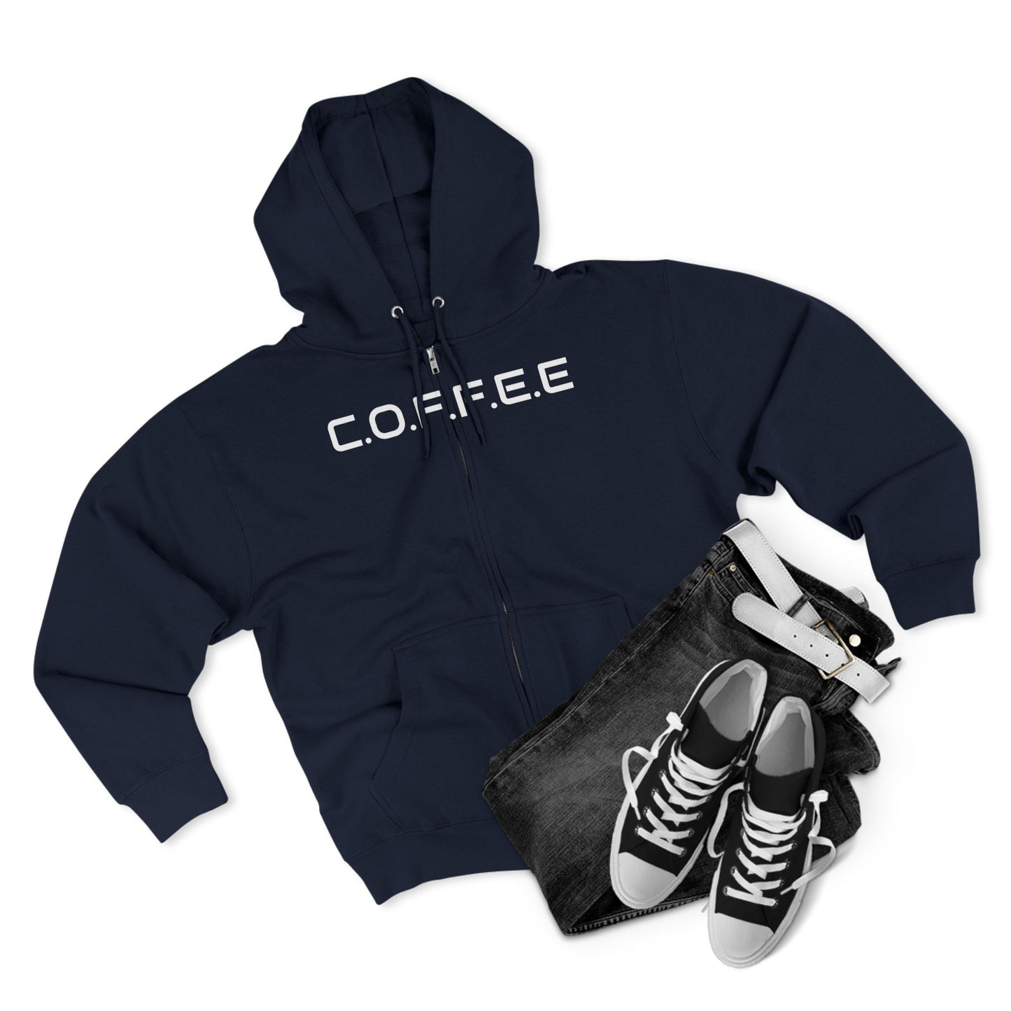 Adult Coffee Christian White Letters & Image Hoodie Zipper