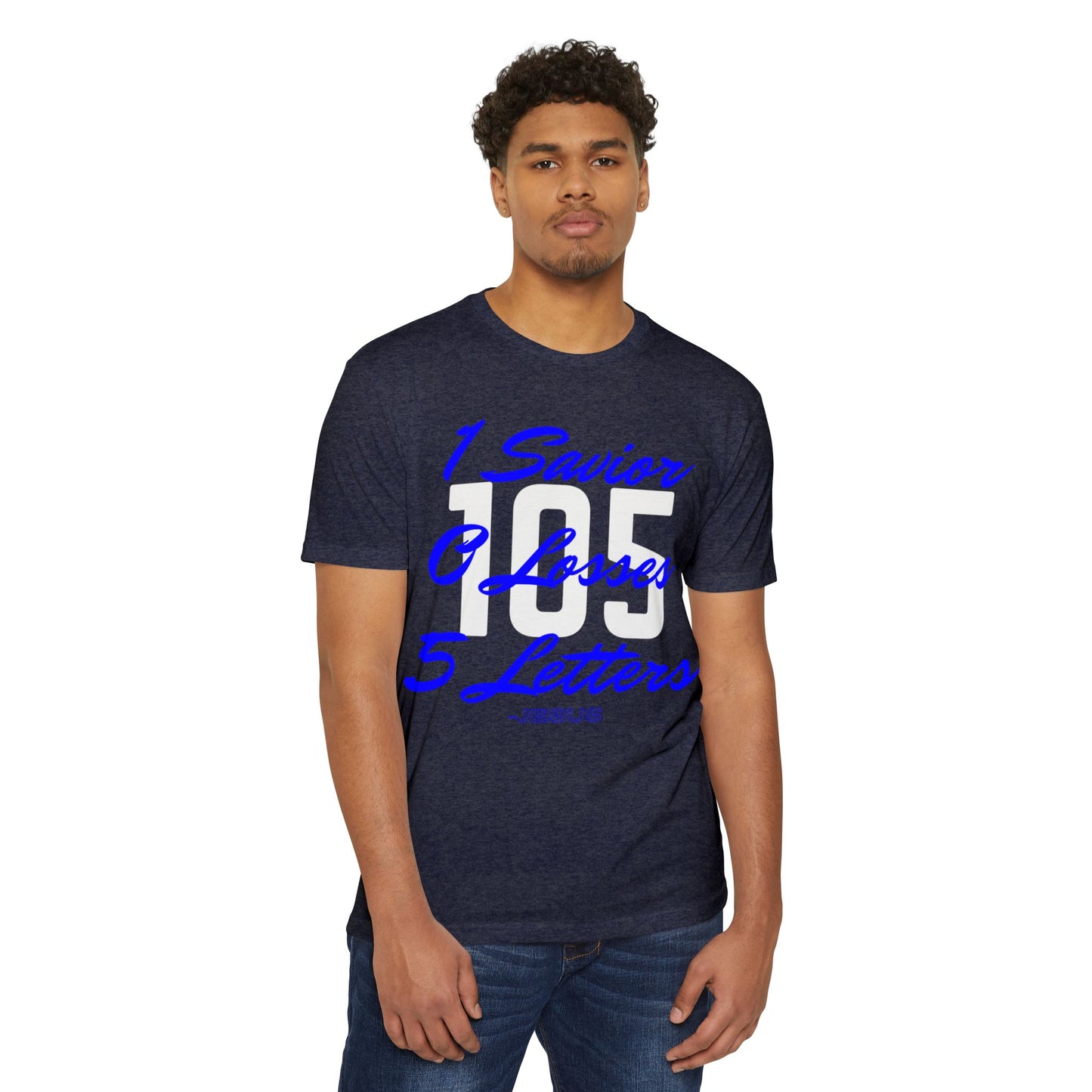 Adult 105 Christian Blue and White Letters Blended