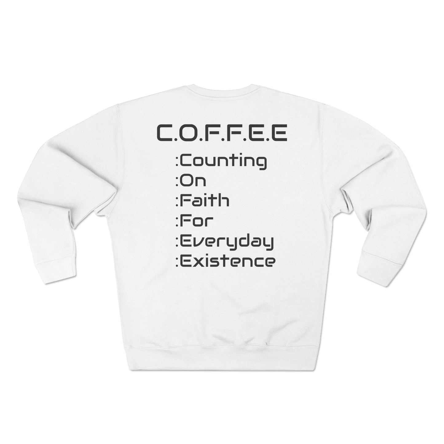 Adult Coffee Christian Black Words Only Crewneck
