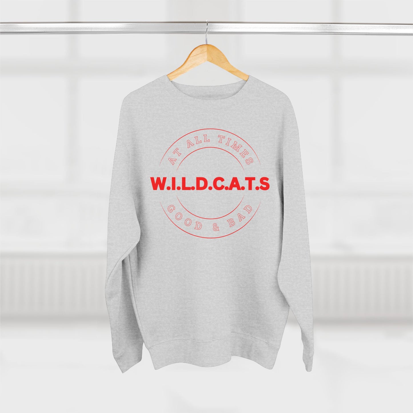 Wildcats Christian Red Letters & Picture Crewneck
