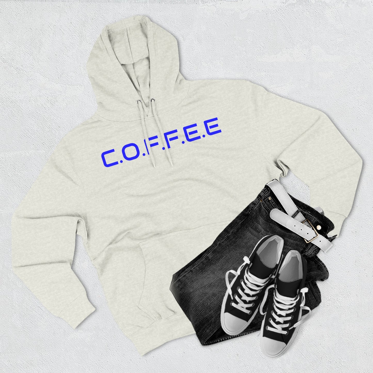 Adult Coffee Christian Blue Words Only Hoodie