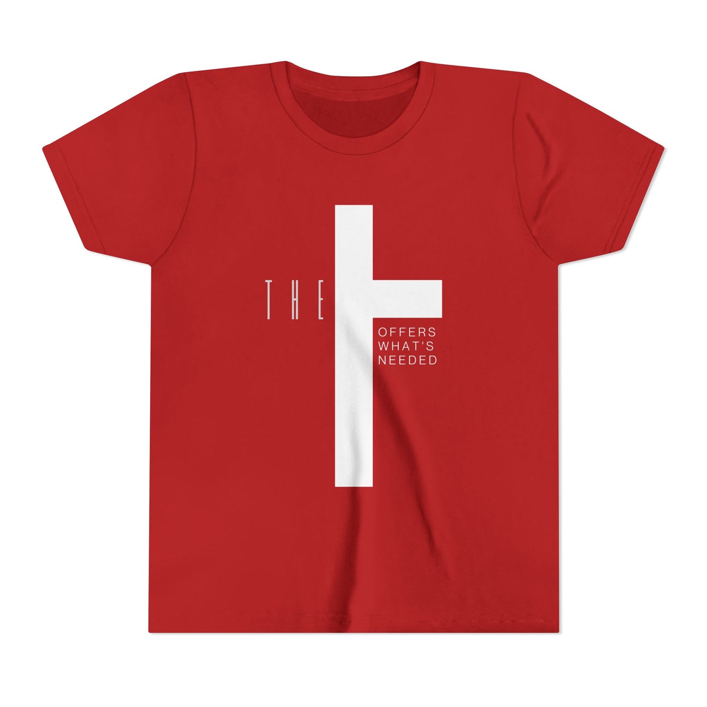 Youth T-Town Christian White Letters & Cross