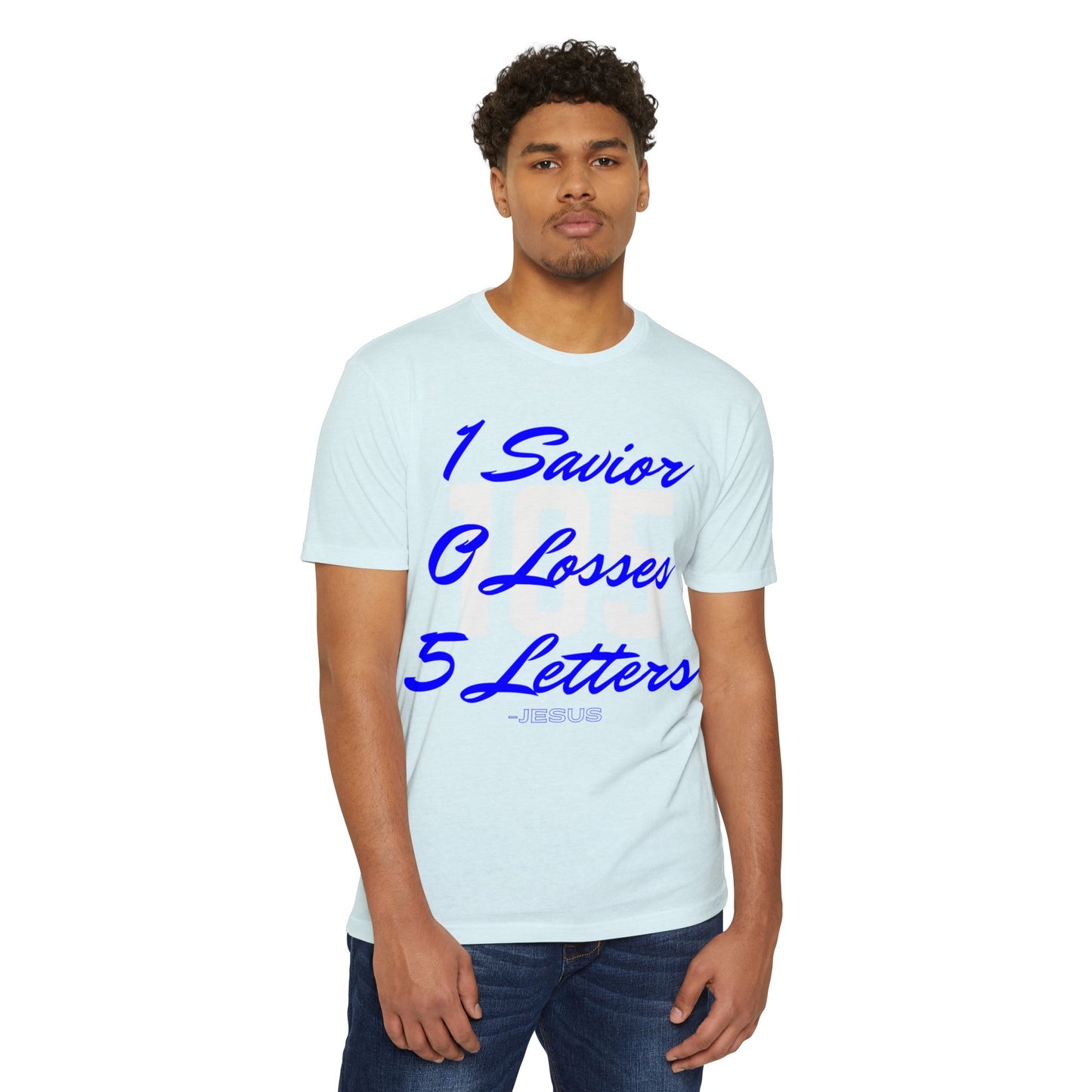 Adult 105 Christian Blue and White Letters Blended