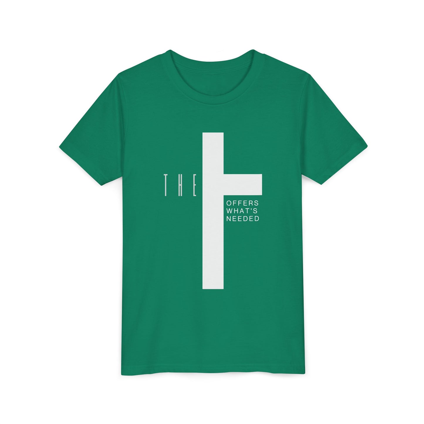 Youth T-Town Christian White Letters & Cross