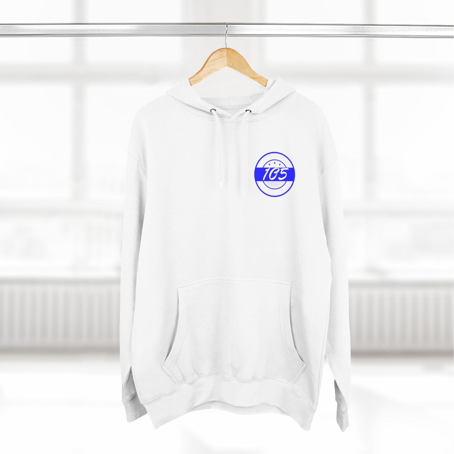 Adult 105 Christian Blue and White Letters Hoodie