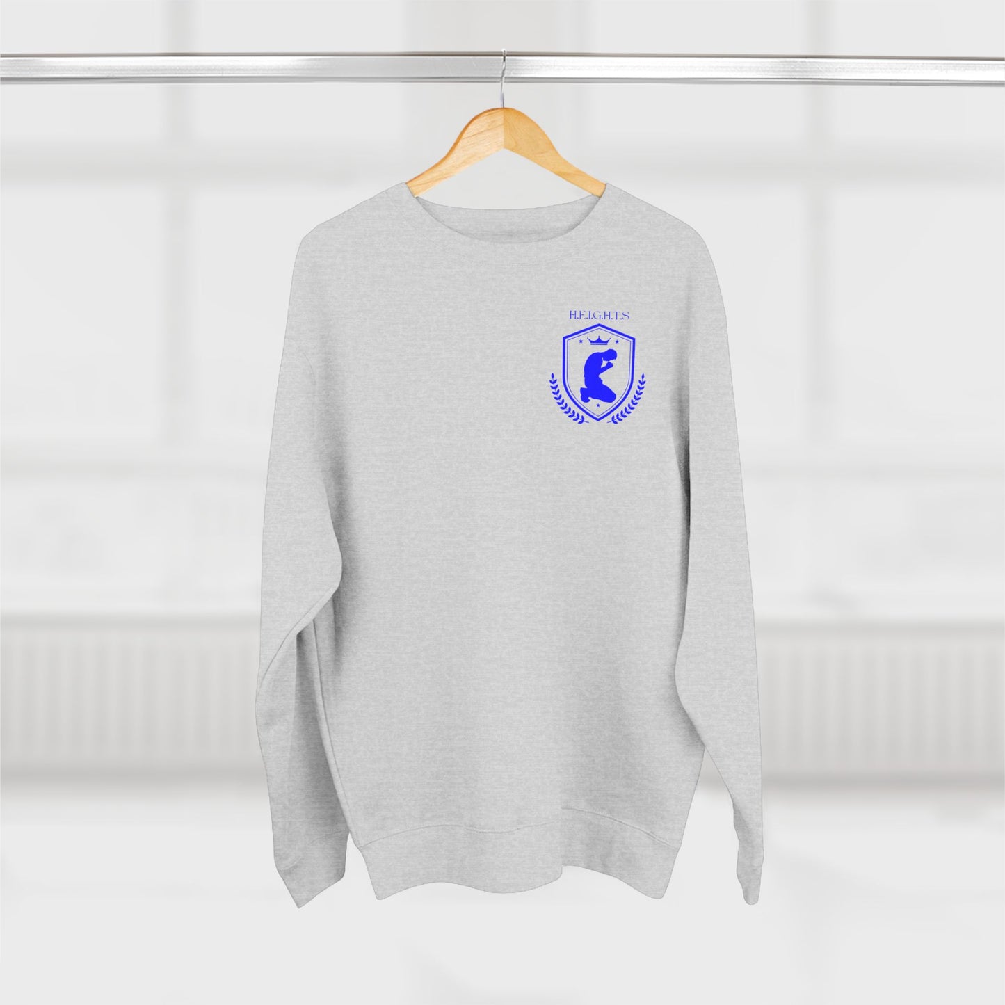Heights Christian Blue Letters & Image Crewneck