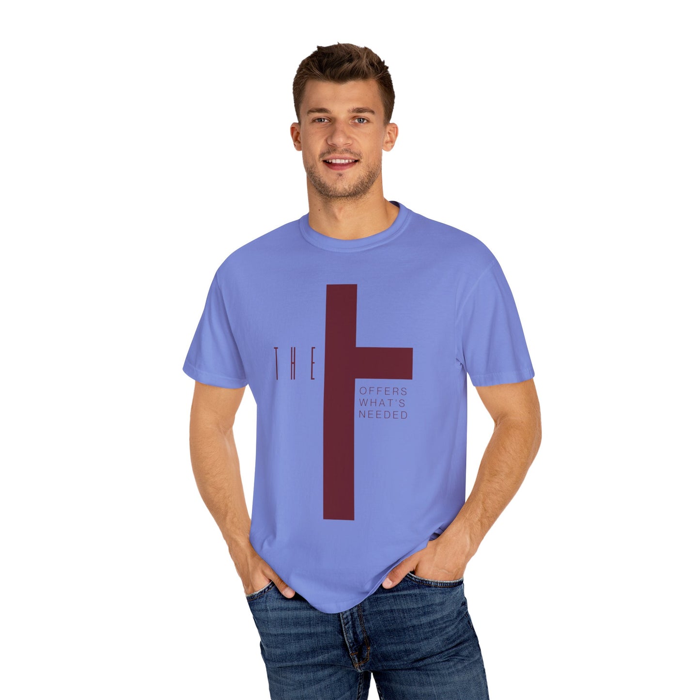 Adult T-Town Christian Marron Letters & Cross