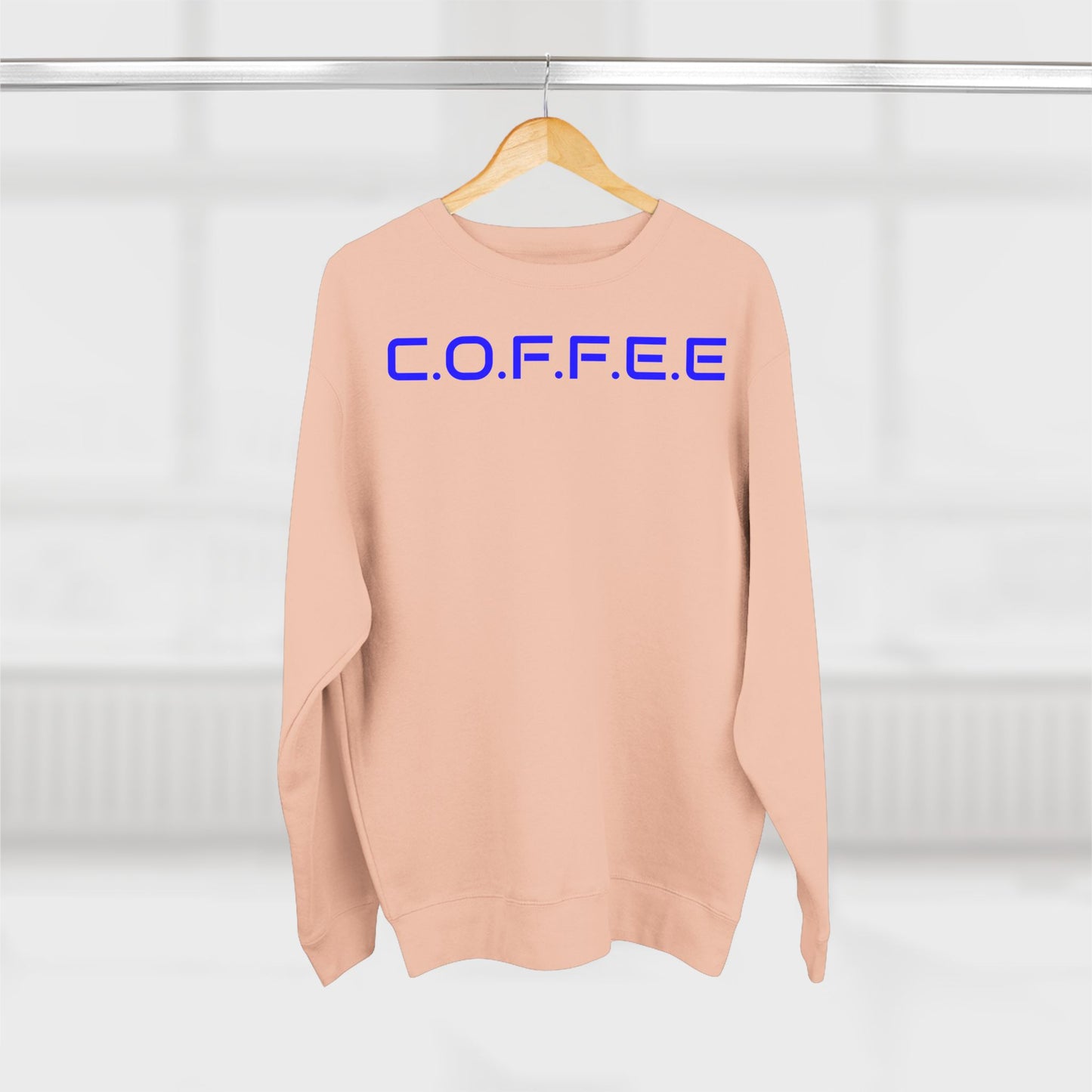 Adult Coffee Christian Blue Words Only Crewneck