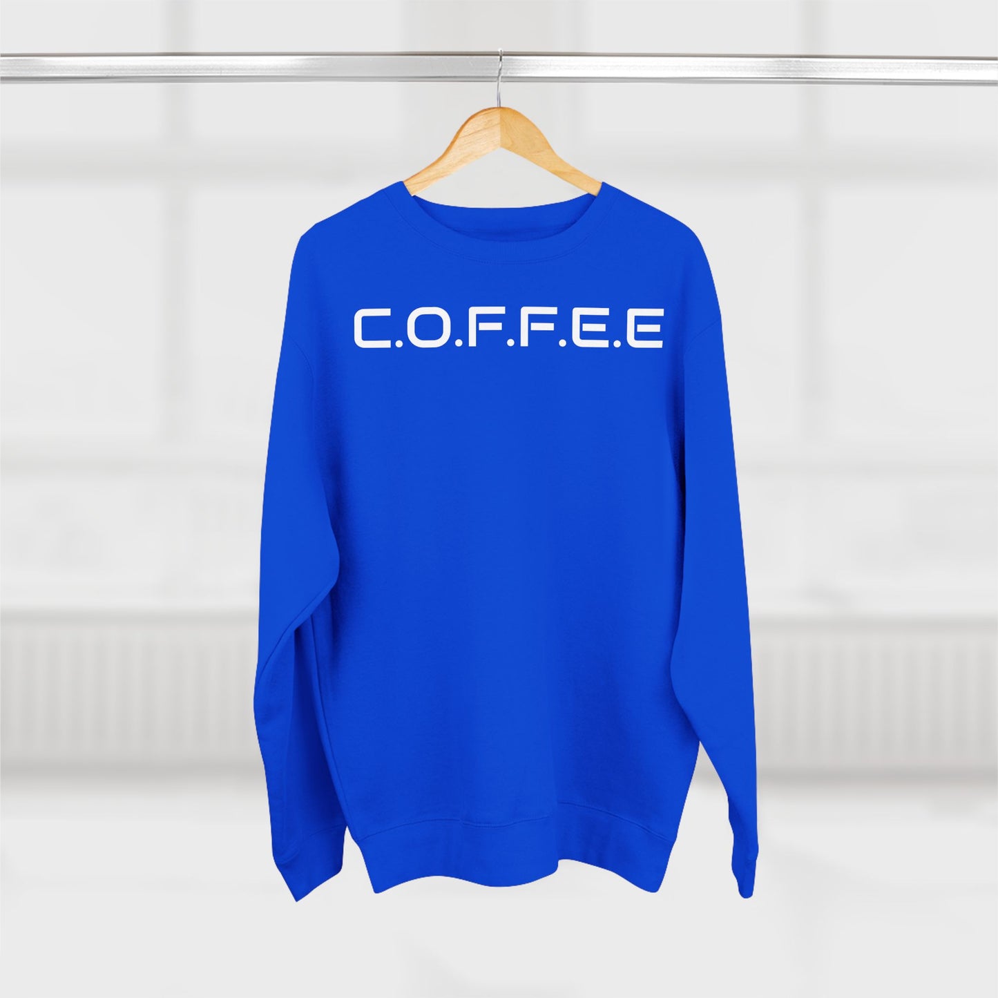 Adult Coffee Christian White Words & Image Crewneck